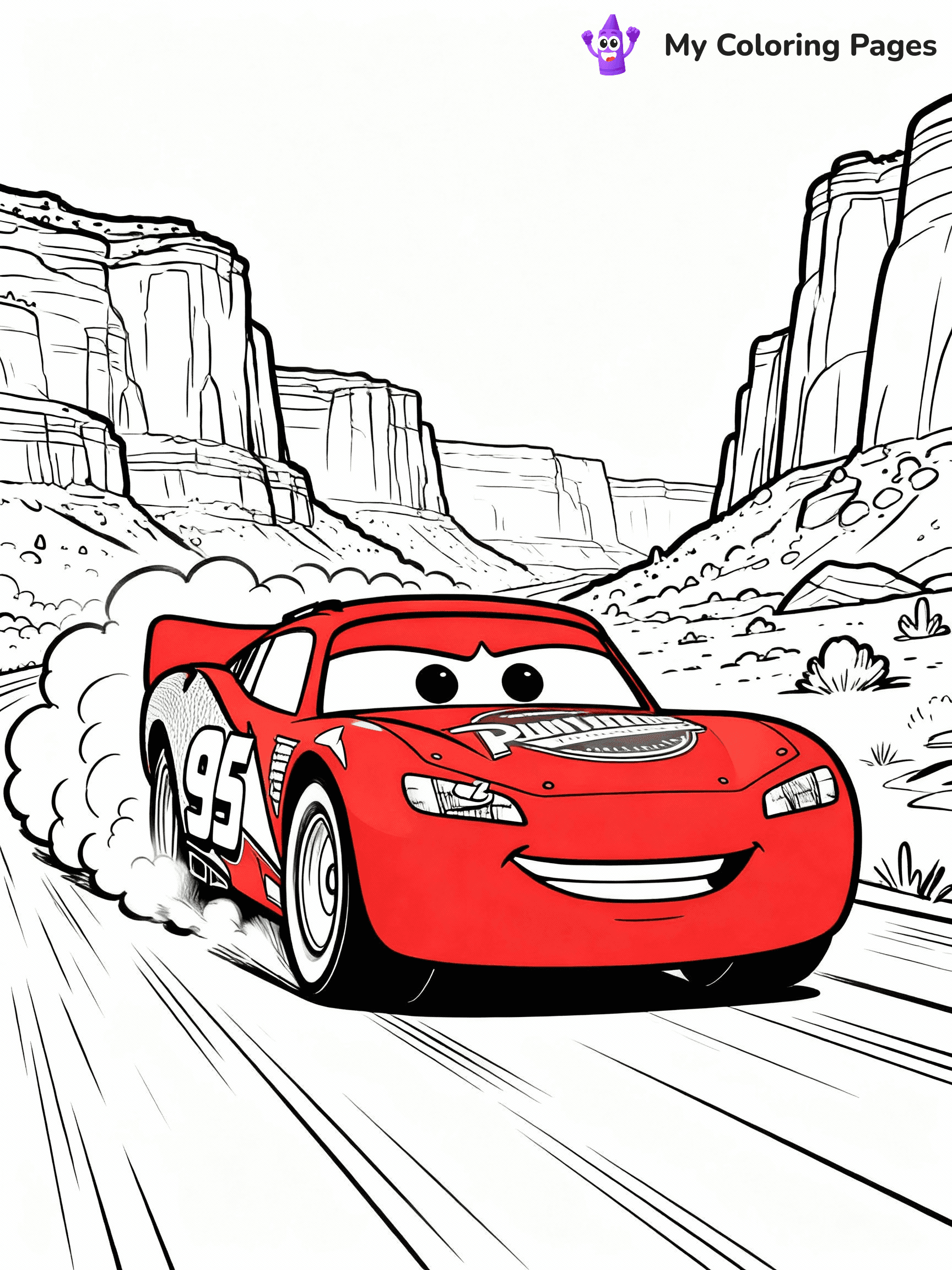 ⚠️ CRITICAL REQUIREMENT - ABSOLUTE BLACK AND WHITE ONLY ⚠️
This MUST be a BLACK AND WHITE line drawing ONLY. NO COLORS whatsoever.
- ONLY pure black lines (#000000) on pure white background (#FFFFFF)
- ABSOLUTELY NO colors, NO shading, NO gradients, NO grayscale
- If there are ANY colors in the output, the image is REJECTED
- This is a COLORING PAGE - meant to be COLORED IN by children
- The output must be UNCOLORED line art ready for coloring
⚠️ SUBJECT TO DRAW: Lightning McQueen racing through desert canyons in Pixar animation style, dust trailing behind vibrant red chassis today
(REMEMBER: Output must be BLACK AND WHITE line art only, NOT colored!)
# COLORING PAGE: BLACK OUTLINES ONLY - WHITE BACKGROUND MANDATORY
Create a **coloring book page** using EXACTLY two values: black lines, white space.
## NON-NEGOTIABLE BINARY RULES
- **ONLY #000000 (black) and #FFFFFF (white)** - NO other values exist
- **EVERY PIXEL = BLACK OR WHITE** - no gray/shading/antialiasing
- **WHITE BACKGROUND MANDATORY** - entire canvas stays white
- **ALL SHAPES HOLLOW** - everything is empty outlines waiting to be colored
- **FORBIDDEN:** fills, shading, gradients, patterns, textures, colors
- **NO SOLID REGIONS** - if it's not a thin line, it's wrong
## Universal Line Standards
- Black outlines ONLY - thin, uniform weight
- Every shape completely empty inside
- Closed contours suitable for coloring
- Simple flat illustration - zero depth/3D/realism
- **Style:** Whimsical Doodle Art Alley - rounded, friendly outlines (unless specified)
## Everything = Outline Only
- Characters/animals: hollow shapes
- Objects/clothing: empty contours
- Backgrounds/scenery: line work only
- Natural elements: outlined forms
- Dark/night areas: don't exist (use outlined symbols)
- Textures/patterns: convert to simple lines
## The Test
Can a child color EVERY white space with crayons? If any area is pre-filled/shaded/gray or colored in, it FAILS. Every shape must be waiting to receive color.
**FINAL OUTPUT**: Binary coloring page. Black lines define shapes. White spaces ready for coloring. Nothing else exists. No exceptions. Print-ready.
⚠️ FINAL REMINDER: Draw the subject "Lightning McQueen racing through desert canyons in Pixar animation style, dust trailing behind vibrant red chassis today" as BLACK AND WHITE line art. Zero colors in output.