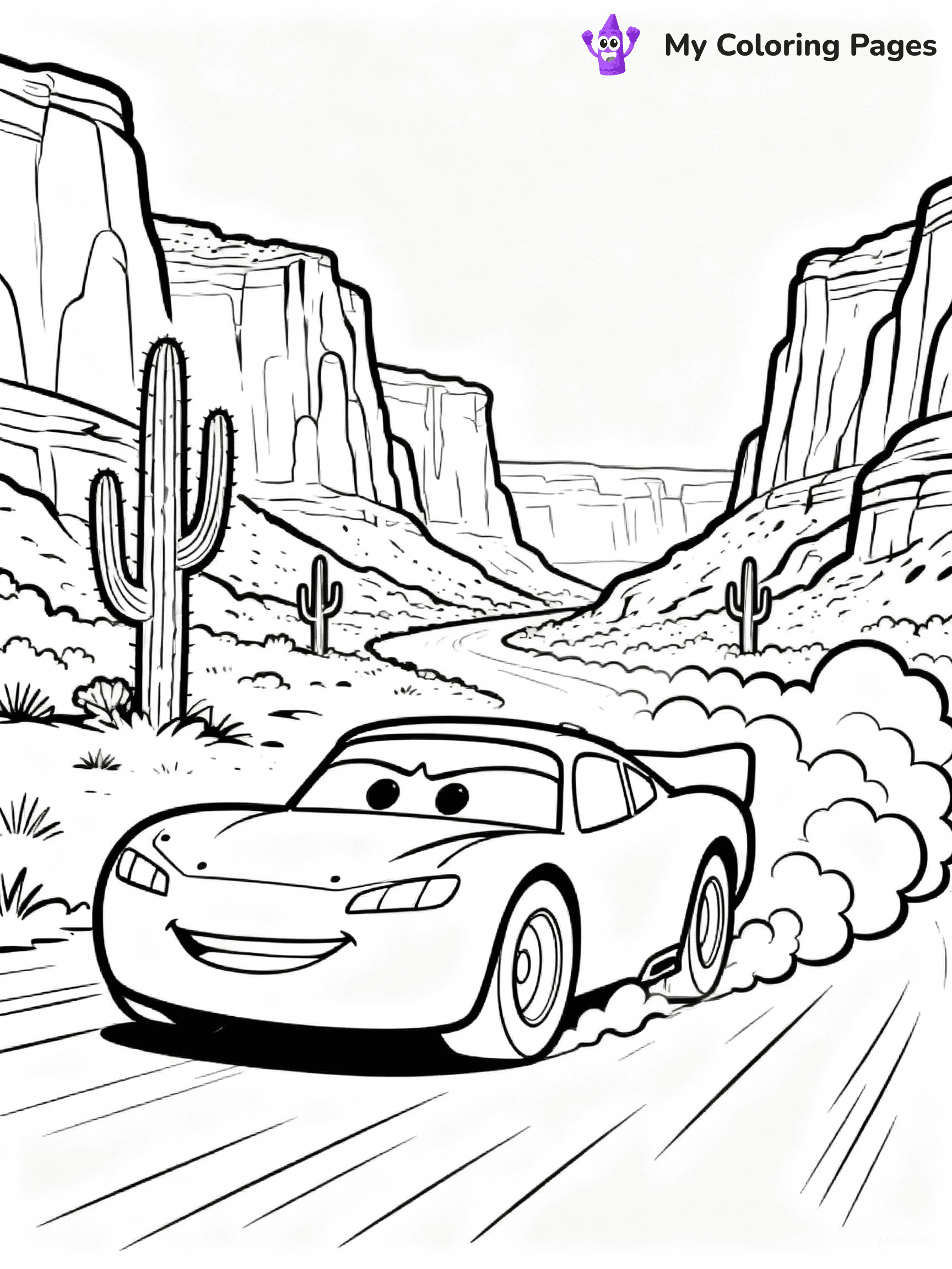 ⚠️ CRITICAL REQUIREMENT - ABSOLUTE BLACK AND WHITE ONLY ⚠️
This MUST be a BLACK AND WHITE line drawing ONLY. NO COLORS whatsoever.
- ONLY pure black lines (#000000) on pure white background (#FFFFFF)
- ABSOLUTELY NO colors, NO shading, NO gradients, NO grayscale
- If there are ANY colors in the output, the image is REJECTED
- This is a COLORING PAGE - meant to be COLORED IN by children
- The output must be UNCOLORED line art ready for coloring
⚠️ SUBJECT TO DRAW: Lightning McQueen racing through desert canyons in Pixar animation style, dust trailing behind vibrant red chassis today
(REMEMBER: Output must be BLACK AND WHITE line art only, NOT colored!)
# COLORING PAGE: BLACK OUTLINES ONLY - WHITE BACKGROUND MANDATORY
Create a **coloring book page** using EXACTLY two values: black lines, white space.
## NON-NEGOTIABLE BINARY RULES
- **ONLY #000000 (black) and #FFFFFF (white)** - NO other values exist
- **EVERY PIXEL = BLACK OR WHITE** - no gray/shading/antialiasing
- **WHITE BACKGROUND MANDATORY** - entire canvas stays white
- **ALL SHAPES HOLLOW** - everything is empty outlines waiting to be colored
- **FORBIDDEN:** fills, shading, gradients, patterns, textures, colors
- **NO SOLID REGIONS** - if it's not a thin line, it's wrong
## Universal Line Standards
- Black outlines ONLY - thin, uniform weight
- Every shape completely empty inside
- Closed contours suitable for coloring
- Simple flat illustration - zero depth/3D/realism
- **Style:** Whimsical Doodle Art Alley - rounded, friendly outlines (unless specified)
## Everything = Outline Only
- Characters/animals: hollow shapes
- Objects/clothing: empty contours
- Backgrounds/scenery: line work only
- Natural elements: outlined forms
- Dark/night areas: don't exist (use outlined symbols)
- Textures/patterns: convert to simple lines
## The Test
Can a child color EVERY white space with crayons? If any area is pre-filled/shaded/gray or colored in, it FAILS. Every shape must be waiting to receive color.
**FINAL OUTPUT**: Binary coloring page. Black lines define shapes. White spaces ready for coloring. Nothing else exists. No exceptions. Print-ready.
⚠️ FINAL REMINDER: Draw the subject "Lightning McQueen racing through desert canyons in Pixar animation style, dust trailing behind vibrant red chassis today" as BLACK AND WHITE line art. Zero colors in output.