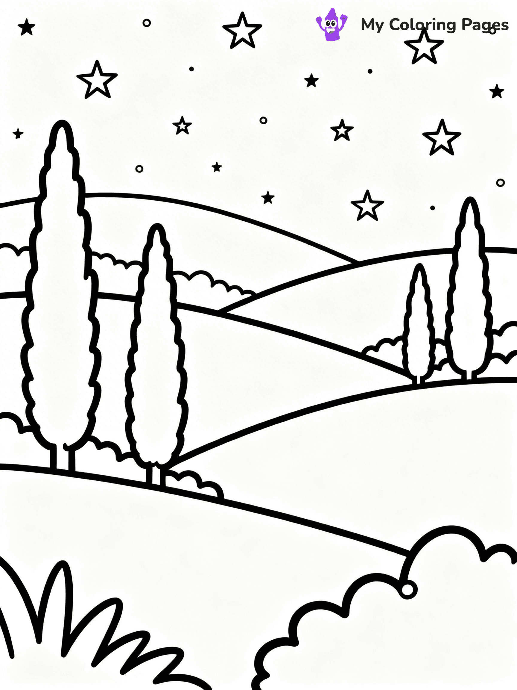 Starry Night Coloring Pages - 39