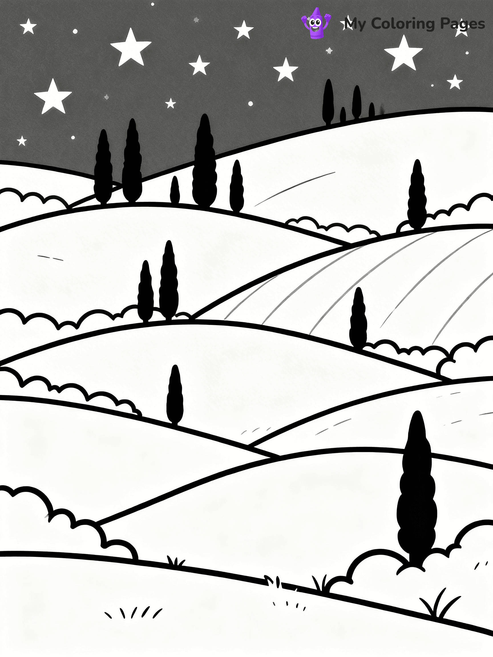 Starry Night Coloring Pages - 38