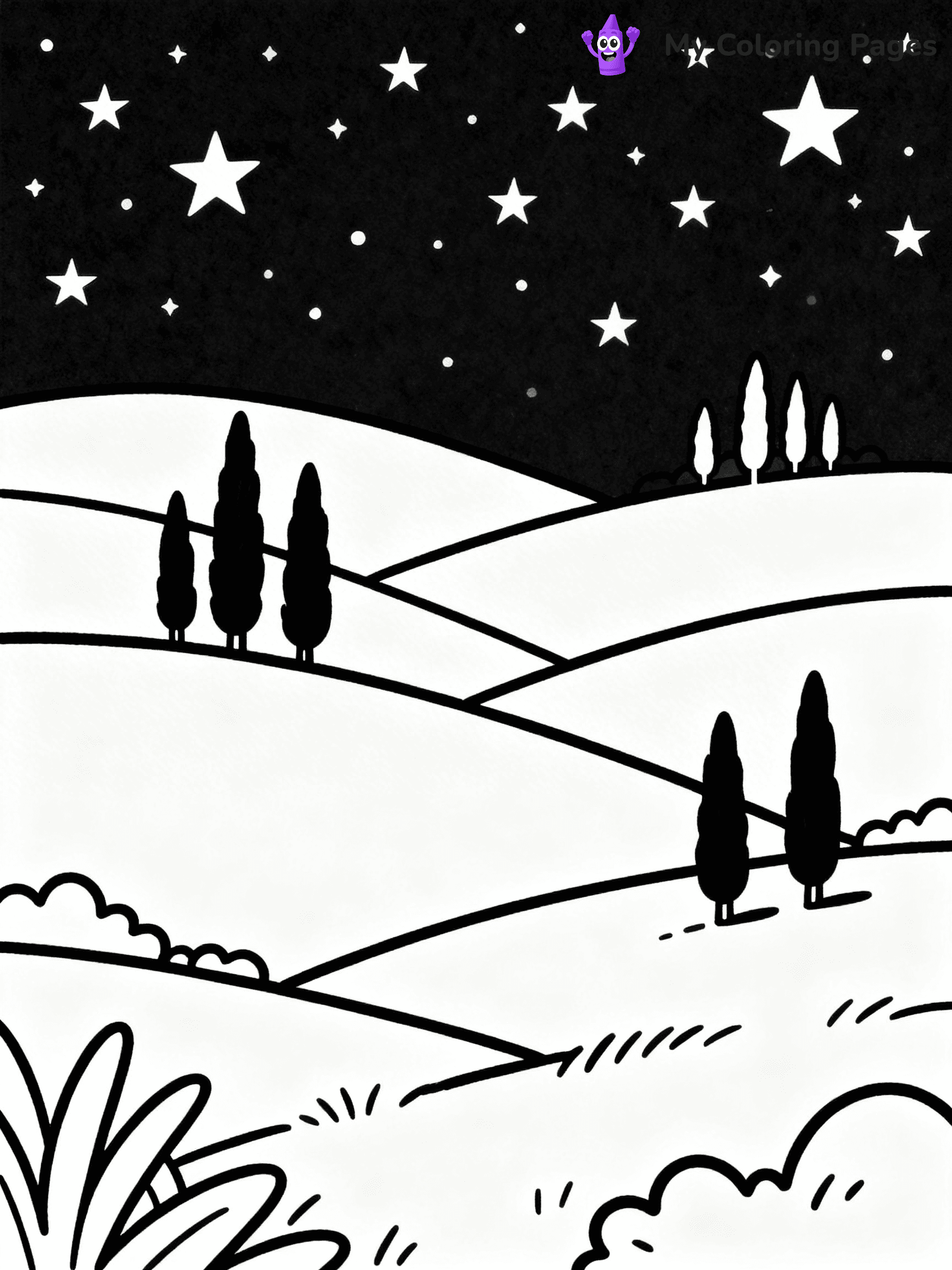 Starry Night Coloring Pages - 35