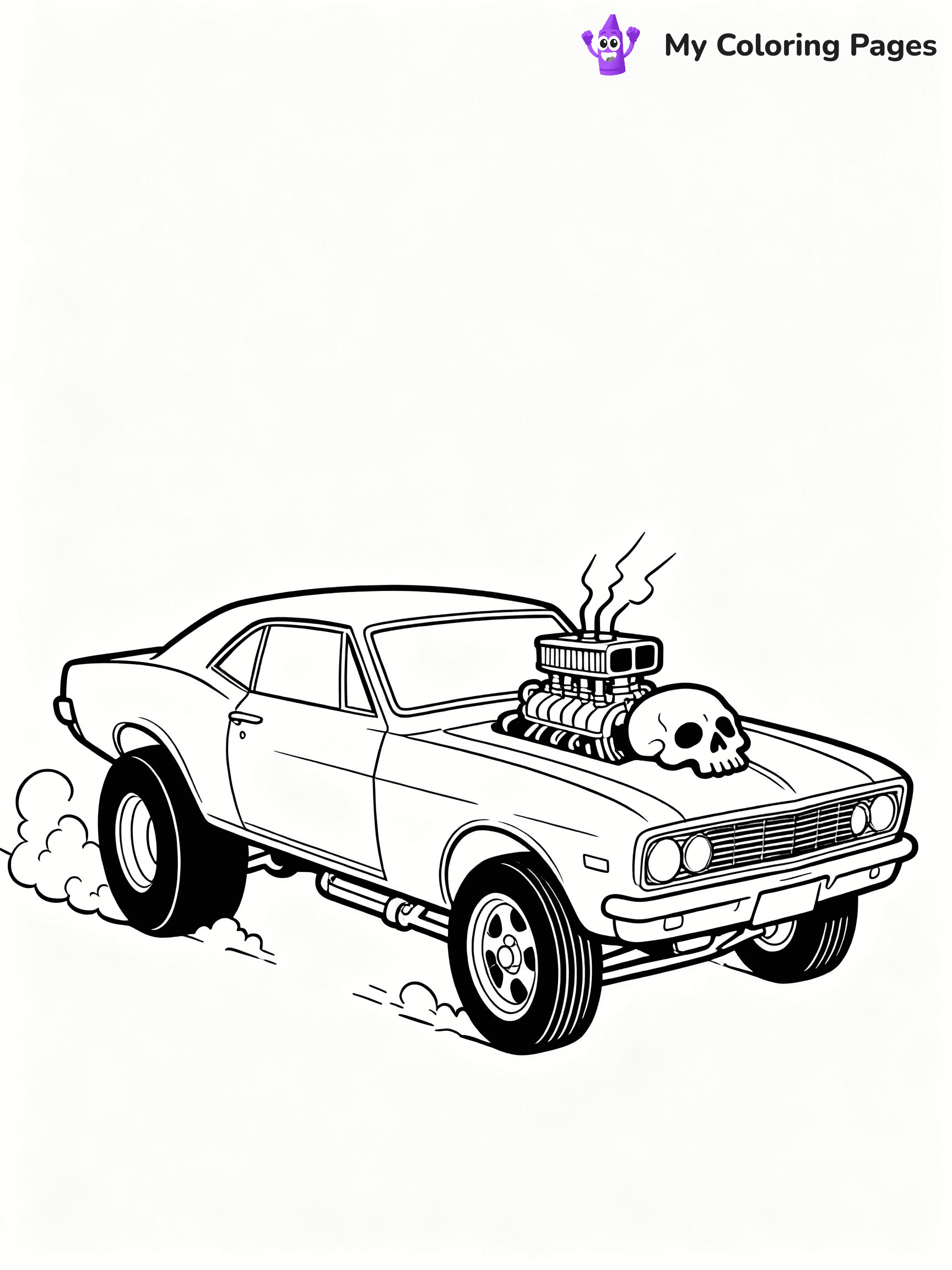 ⚠️ CRITICAL REQUIREMENT - ABSOLUTE BLACK AND WHITE ONLY ⚠️
This MUST be a BLACK AND WHITE line drawing ONLY. NO COLORS whatsoever.
- ONLY pure black lines (#000000) on pure white background (#FFFFFF)
- ABSOLUTELY NO colors, NO shading, NO gradients, NO grayscale
- If there are ANY colors in the output, the image is REJECTED
- This is a COLORING PAGE - meant to be COLORED IN by children
- The output must be UNCOLORED line art ready for coloring
⚠️ SUBJECT TO DRAW: Bone Shaker from Hot Wheels in classic Hot Wheels style, revving engine, skull motif on hood, tires kicking up dust
(REMEMBER: Output must be BLACK AND WHITE line art only, NOT colored!)
# COLORING PAGE: BLACK OUTLINES ONLY - WHITE BACKGROUND MANDATORY
Create a **coloring book page** using EXACTLY two values: black lines, white space.
## NON-NEGOTIABLE BINARY RULES
- **ONLY #000000 (black) and #FFFFFF (white)** - NO other values exist
- **EVERY PIXEL = BLACK OR WHITE** - no gray/shading/antialiasing
- **WHITE BACKGROUND MANDATORY** - entire canvas stays white
- **ALL SHAPES HOLLOW** - everything is empty outlines waiting to be colored
- **FORBIDDEN:** fills, shading, gradients, patterns, textures, colors
- **NO SOLID REGIONS** - if it's not a thin line, it's wrong
## Universal Line Standards
- Black outlines ONLY - thin, uniform weight
- Every shape completely empty inside
- Closed contours suitable for coloring
- Simple flat illustration - zero depth/3D/realism
- **Style:** Whimsical Doodle Art Alley - rounded, friendly outlines (unless specified)
## Everything = Outline Only
- Characters/animals: hollow shapes
- Objects/clothing: empty contours
- Backgrounds/scenery: line work only
- Natural elements: outlined forms
- Dark/night areas: don't exist (use outlined symbols)
- Textures/patterns: convert to simple lines
## The Test
Can a child color EVERY white space with crayons? If any area is pre-filled/shaded/gray or colored in, it FAILS. Every shape must be waiting to receive color.
**FINAL OUTPUT**: Binary coloring page. Black lines define shapes. White spaces ready for coloring. Nothing else exists. No exceptions. Print-ready.
⚠️ FINAL REMINDER: Draw the subject "Bone Shaker from Hot Wheels in classic Hot Wheels style, revving engine, skull motif on hood, tires kicking up dust" as BLACK AND WHITE line art. Zero colors in output.