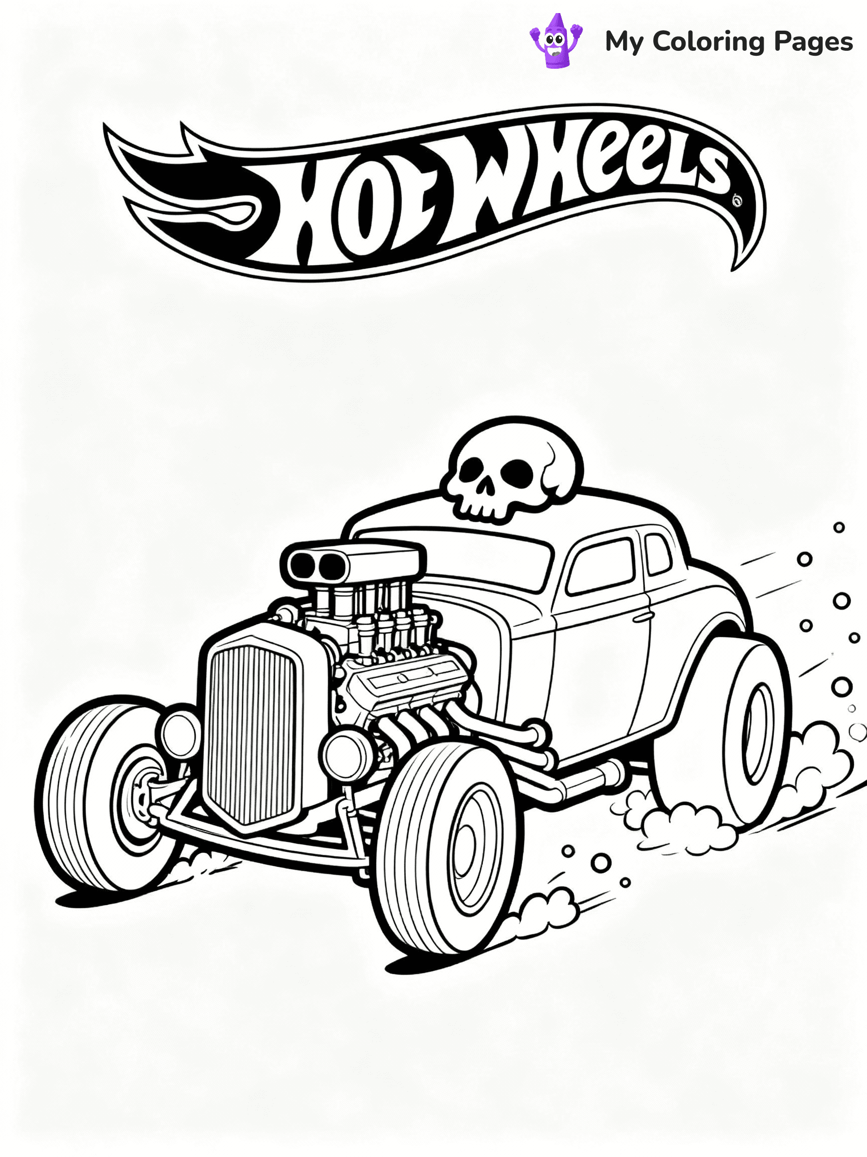 ⚠️ CRITICAL REQUIREMENT - ABSOLUTE BLACK AND WHITE ONLY ⚠️
This MUST be a BLACK AND WHITE line drawing ONLY. NO COLORS whatsoever.
- ONLY pure black lines (#000000) on pure white background (#FFFFFF)
- ABSOLUTELY NO colors, NO shading, NO gradients, NO grayscale
- If there are ANY colors in the output, the image is REJECTED
- This is a COLORING PAGE - meant to be COLORED IN by children
- The output must be UNCOLORED line art ready for coloring
⚠️ SUBJECT TO DRAW: Bone Shaker from Hot Wheels in classic Hot Wheels style, revving engine, skull motif on hood, tires kicking up dust
(REMEMBER: Output must be BLACK AND WHITE line art only, NOT colored!)
# COLORING PAGE: BLACK OUTLINES ONLY - WHITE BACKGROUND MANDATORY
Create a **coloring book page** using EXACTLY two values: black lines, white space.
## NON-NEGOTIABLE BINARY RULES
- **ONLY #000000 (black) and #FFFFFF (white)** - NO other values exist
- **EVERY PIXEL = BLACK OR WHITE** - no gray/shading/antialiasing
- **WHITE BACKGROUND MANDATORY** - entire canvas stays white
- **ALL SHAPES HOLLOW** - everything is empty outlines waiting to be colored
- **FORBIDDEN:** fills, shading, gradients, patterns, textures, colors
- **NO SOLID REGIONS** - if it's not a thin line, it's wrong
## Universal Line Standards
- Black outlines ONLY - thin, uniform weight
- Every shape completely empty inside
- Closed contours suitable for coloring
- Simple flat illustration - zero depth/3D/realism
- **Style:** Whimsical Doodle Art Alley - rounded, friendly outlines (unless specified)
## Everything = Outline Only
- Characters/animals: hollow shapes
- Objects/clothing: empty contours
- Backgrounds/scenery: line work only
- Natural elements: outlined forms
- Dark/night areas: don't exist (use outlined symbols)
- Textures/patterns: convert to simple lines
## The Test
Can a child color EVERY white space with crayons? If any area is pre-filled/shaded/gray or colored in, it FAILS. Every shape must be waiting to receive color.
**FINAL OUTPUT**: Binary coloring page. Black lines define shapes. White spaces ready for coloring. Nothing else exists. No exceptions. Print-ready.
⚠️ FINAL REMINDER: Draw the subject "Bone Shaker from Hot Wheels in classic Hot Wheels style, revving engine, skull motif on hood, tires kicking up dust" as BLACK AND WHITE line art. Zero colors in output.