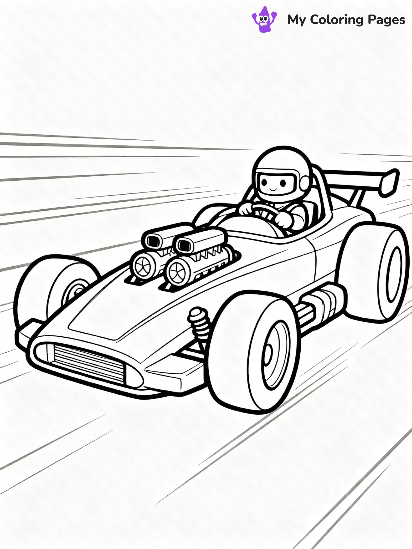 ⚠️ CRITICAL REQUIREMENT - ABSOLUTE BLACK AND WHITE ONLY ⚠️
This MUST be a BLACK AND WHITE line drawing ONLY. NO COLORS whatsoever.
- ONLY pure black lines (#000000) on pure white background (#FFFFFF)
- ABSOLUTELY NO colors, NO shading, NO gradients, NO grayscale
- If there are ANY colors in the output, the image is REJECTED
- This is a COLORING PAGE - meant to be COLORED IN by children
- The output must be UNCOLORED line art ready for coloring
⚠️ SUBJECT TO DRAW: Twin Mill from Hot Wheels in sleek racing style, showcasing dual engines, racing helmet on driver, speed lines in background
(REMEMBER: Output must be BLACK AND WHITE line art only, NOT colored!)
# COLORING PAGE: BLACK OUTLINES ONLY - WHITE BACKGROUND MANDATORY
Create a **coloring book page** using EXACTLY two values: black lines, white space.
## NON-NEGOTIABLE BINARY RULES
- **ONLY #000000 (black) and #FFFFFF (white)** - NO other values exist
- **EVERY PIXEL = BLACK OR WHITE** - no gray/shading/antialiasing
- **WHITE BACKGROUND MANDATORY** - entire canvas stays white
- **ALL SHAPES HOLLOW** - everything is empty outlines waiting to be colored
- **FORBIDDEN:** fills, shading, gradients, patterns, textures, colors
- **NO SOLID REGIONS** - if it's not a thin line, it's wrong
## Universal Line Standards
- Black outlines ONLY - thin, uniform weight
- Every shape completely empty inside
- Closed contours suitable for coloring
- Simple flat illustration - zero depth/3D/realism
- **Style:** Whimsical Doodle Art Alley - rounded, friendly outlines (unless specified)
## Everything = Outline Only
- Characters/animals: hollow shapes
- Objects/clothing: empty contours
- Backgrounds/scenery: line work only
- Natural elements: outlined forms
- Dark/night areas: don't exist (use outlined symbols)
- Textures/patterns: convert to simple lines
## The Test
Can a child color EVERY white space with crayons? If any area is pre-filled/shaded/gray or colored in, it FAILS. Every shape must be waiting to receive color.
**FINAL OUTPUT**: Binary coloring page. Black lines define shapes. White spaces ready for coloring. Nothing else exists. No exceptions. Print-ready.
⚠️ FINAL REMINDER: Draw the subject "Twin Mill from Hot Wheels in sleek racing style, showcasing dual engines, racing helmet on driver, speed lines in background" as BLACK AND WHITE line art. Zero colors in output.