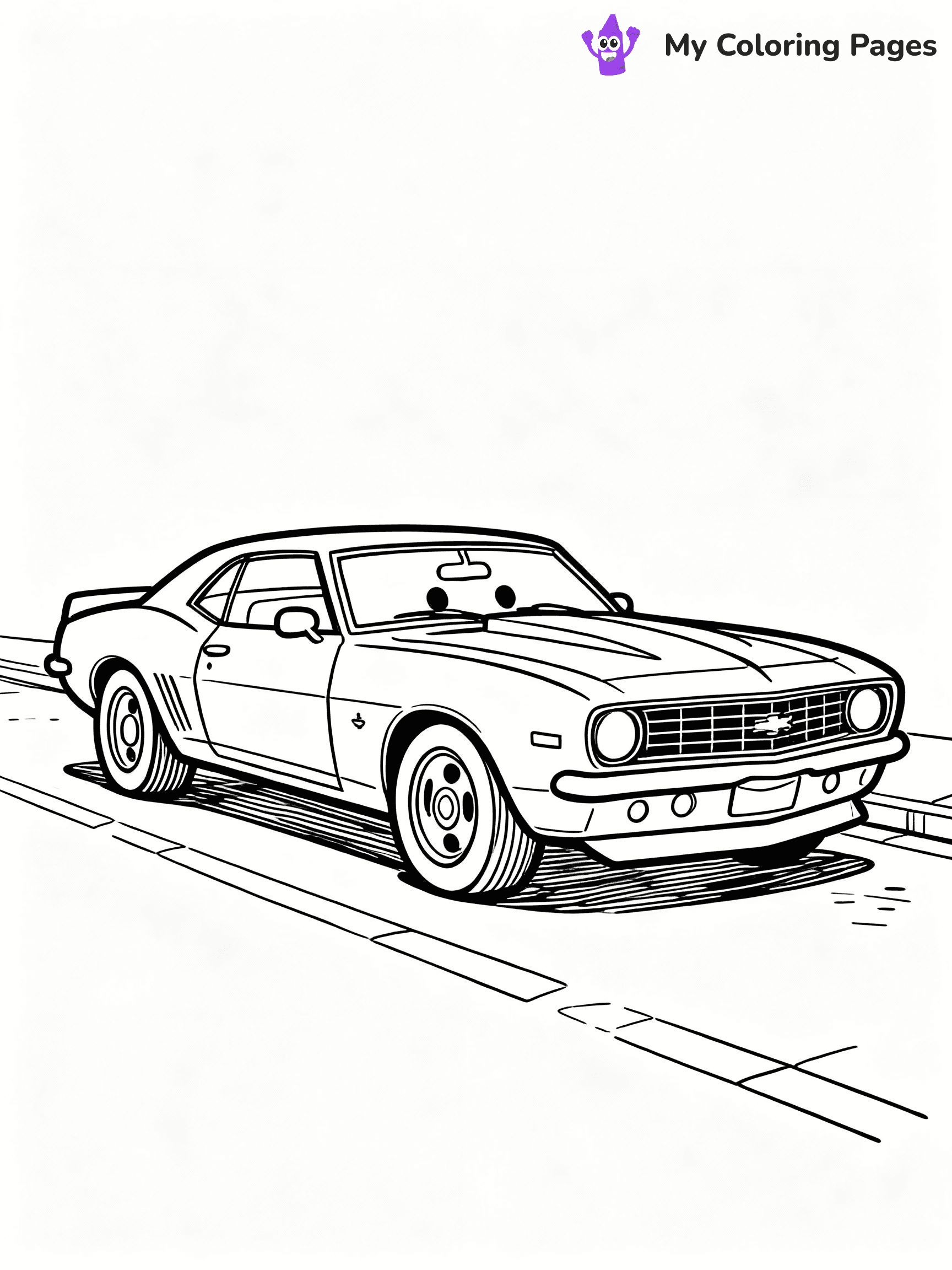 ⚠️ CRITICAL REQUIREMENT - ABSOLUTE BLACK AND WHITE ONLY ⚠️
This MUST be a BLACK AND WHITE line drawing ONLY. NO COLORS whatsoever.
- ONLY pure black lines (#000000) on pure white background (#FFFFFF)
- ABSOLUTELY NO colors, NO shading, NO gradients, NO grayscale
- If there are ANY colors in the output, the image is REJECTED
- This is a COLORING PAGE - meant to be COLORED IN by children
- The output must be UNCOLORED line art ready for coloring
⚠️ SUBJECT TO DRAW: Camaro from Hot Wheels in classic Hot Wheels style, parked on street, retro design, shiny body reflecting sunlight
(REMEMBER: Output must be BLACK AND WHITE line art only, NOT colored!)
# COLORING PAGE: BLACK OUTLINES ONLY - WHITE BACKGROUND MANDATORY
Create a **coloring book page** using EXACTLY two values: black lines, white space.
## NON-NEGOTIABLE BINARY RULES
- **ONLY #000000 (black) and #FFFFFF (white)** - NO other values exist
- **EVERY PIXEL = BLACK OR WHITE** - no gray/shading/antialiasing
- **WHITE BACKGROUND MANDATORY** - entire canvas stays white
- **ALL SHAPES HOLLOW** - everything is empty outlines waiting to be colored
- **FORBIDDEN:** fills, shading, gradients, patterns, textures, colors
- **NO SOLID REGIONS** - if it's not a thin line, it's wrong
## Universal Line Standards
- Black outlines ONLY - thin, uniform weight
- Every shape completely empty inside
- Closed contours suitable for coloring
- Simple flat illustration - zero depth/3D/realism
- **Style:** Whimsical Doodle Art Alley - rounded, friendly outlines (unless specified)
## Everything = Outline Only
- Characters/animals: hollow shapes
- Objects/clothing: empty contours
- Backgrounds/scenery: line work only
- Natural elements: outlined forms
- Dark/night areas: don't exist (use outlined symbols)
- Textures/patterns: convert to simple lines
## The Test
Can a child color EVERY white space with crayons? If any area is pre-filled/shaded/gray or colored in, it FAILS. Every shape must be waiting to receive color.
**FINAL OUTPUT**: Binary coloring page. Black lines define shapes. White spaces ready for coloring. Nothing else exists. No exceptions. Print-ready.
⚠️ FINAL REMINDER: Draw the subject "Camaro from Hot Wheels in classic Hot Wheels style, parked on street, retro design, shiny body reflecting sunlight" as BLACK AND WHITE line art. Zero colors in output.