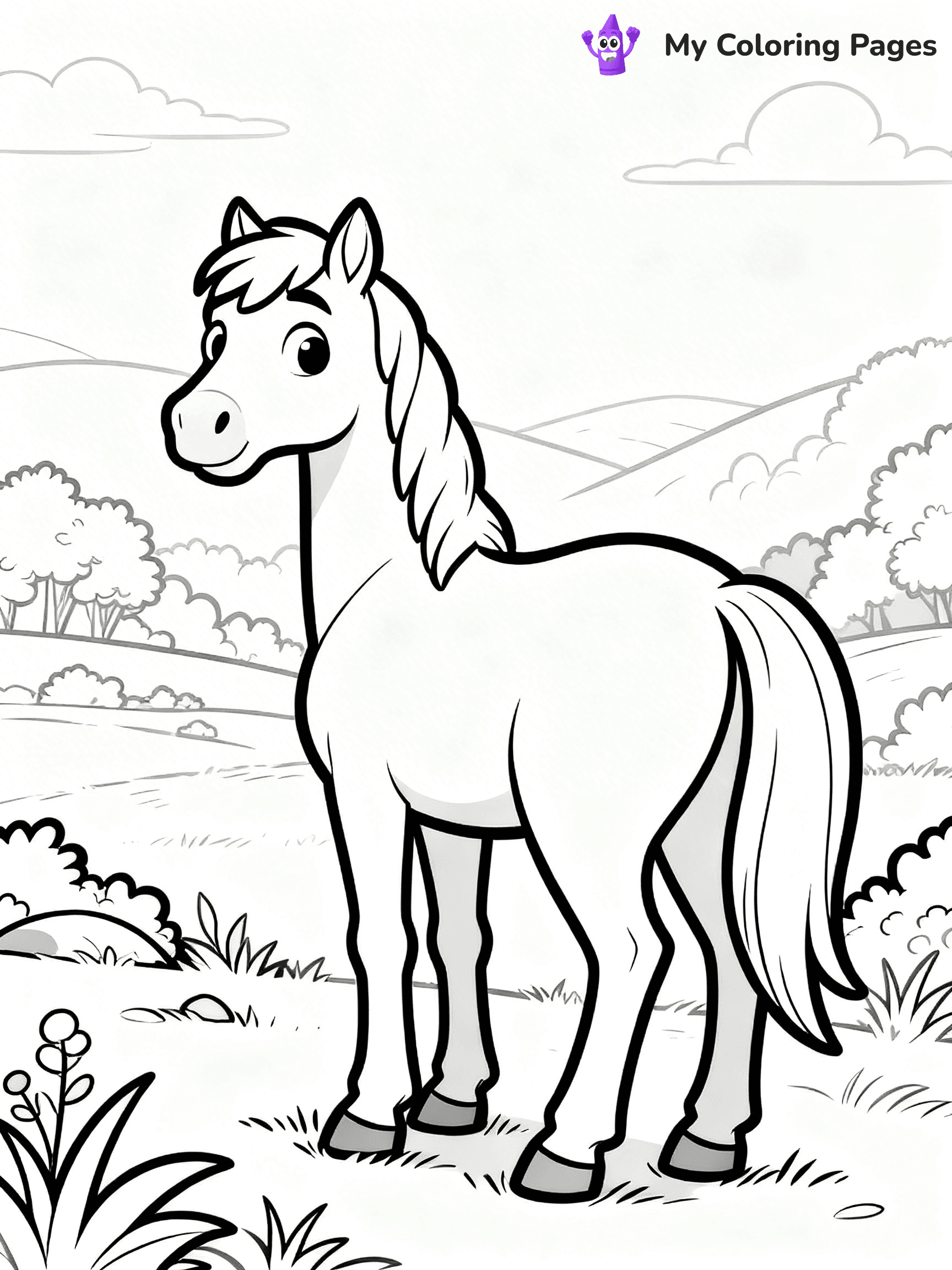 Realistic Horse Coloring Pages - 45