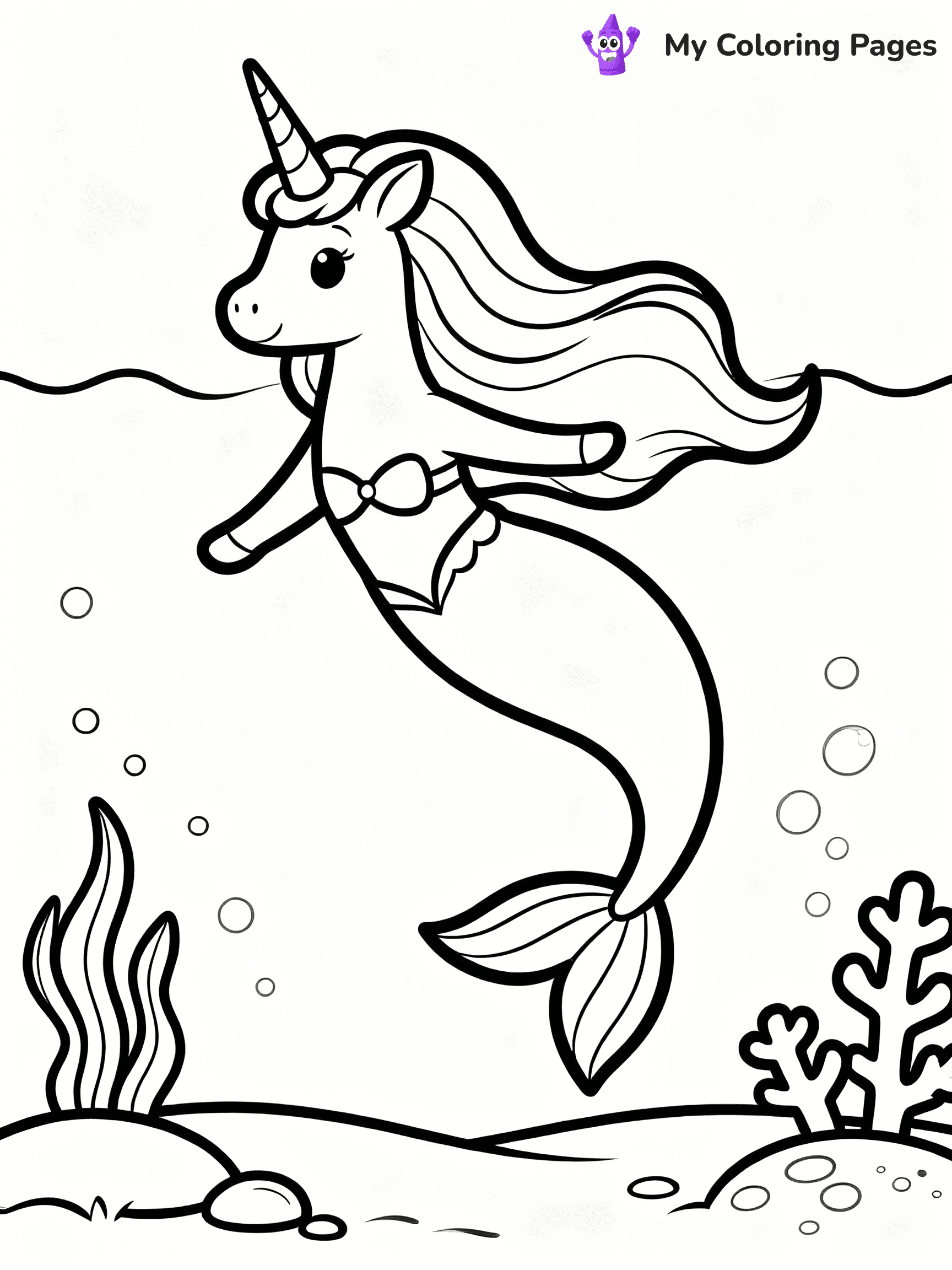 Unicorn Mermaid Coloring Pages - 30