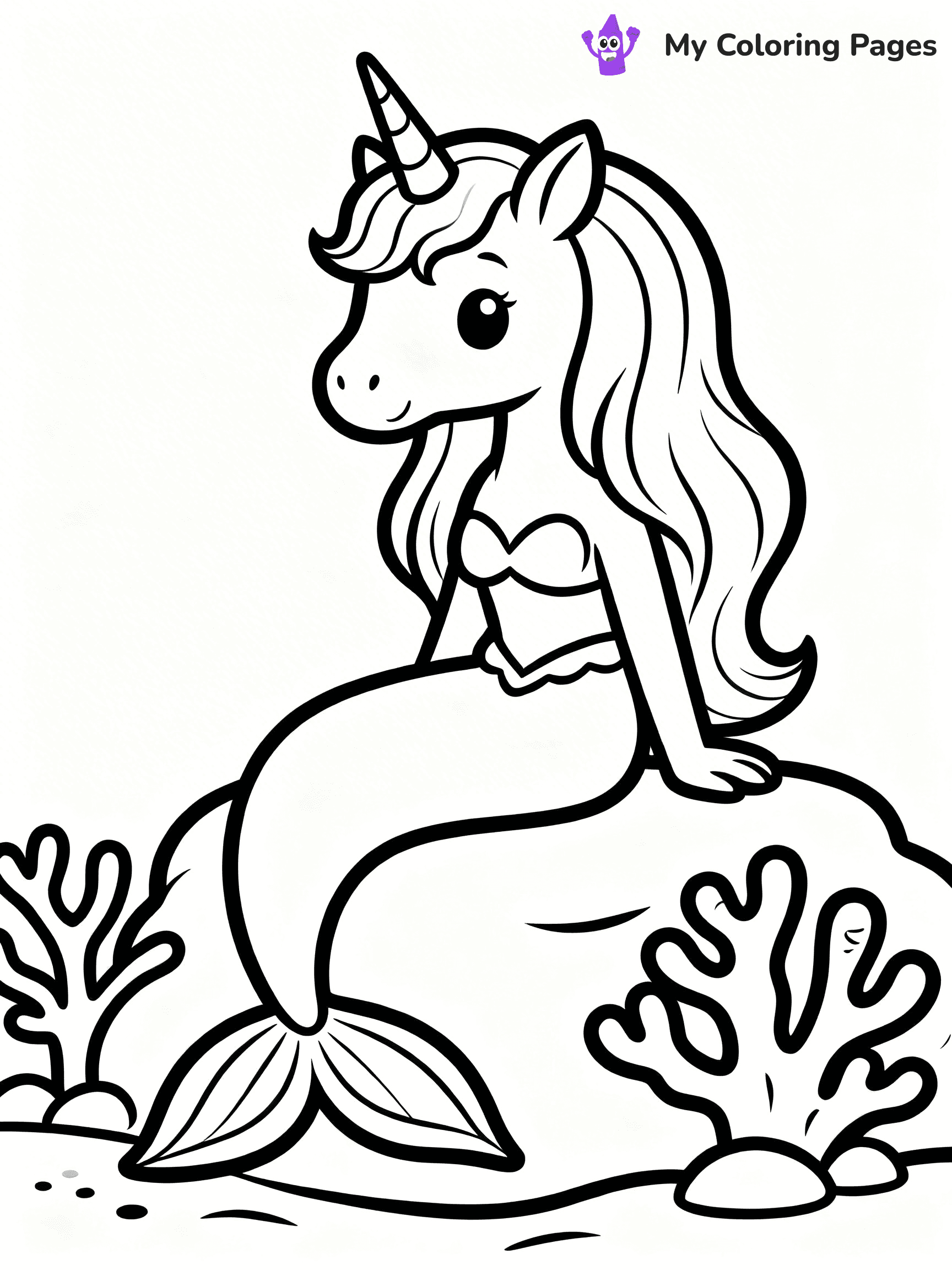 Unicorn Mermaid Coloring Pages - 27