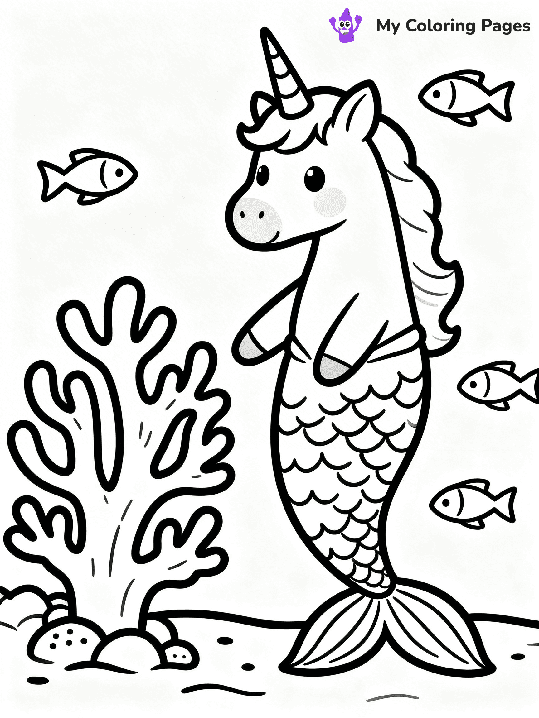 Unicorn Mermaid Coloring Pages - 17