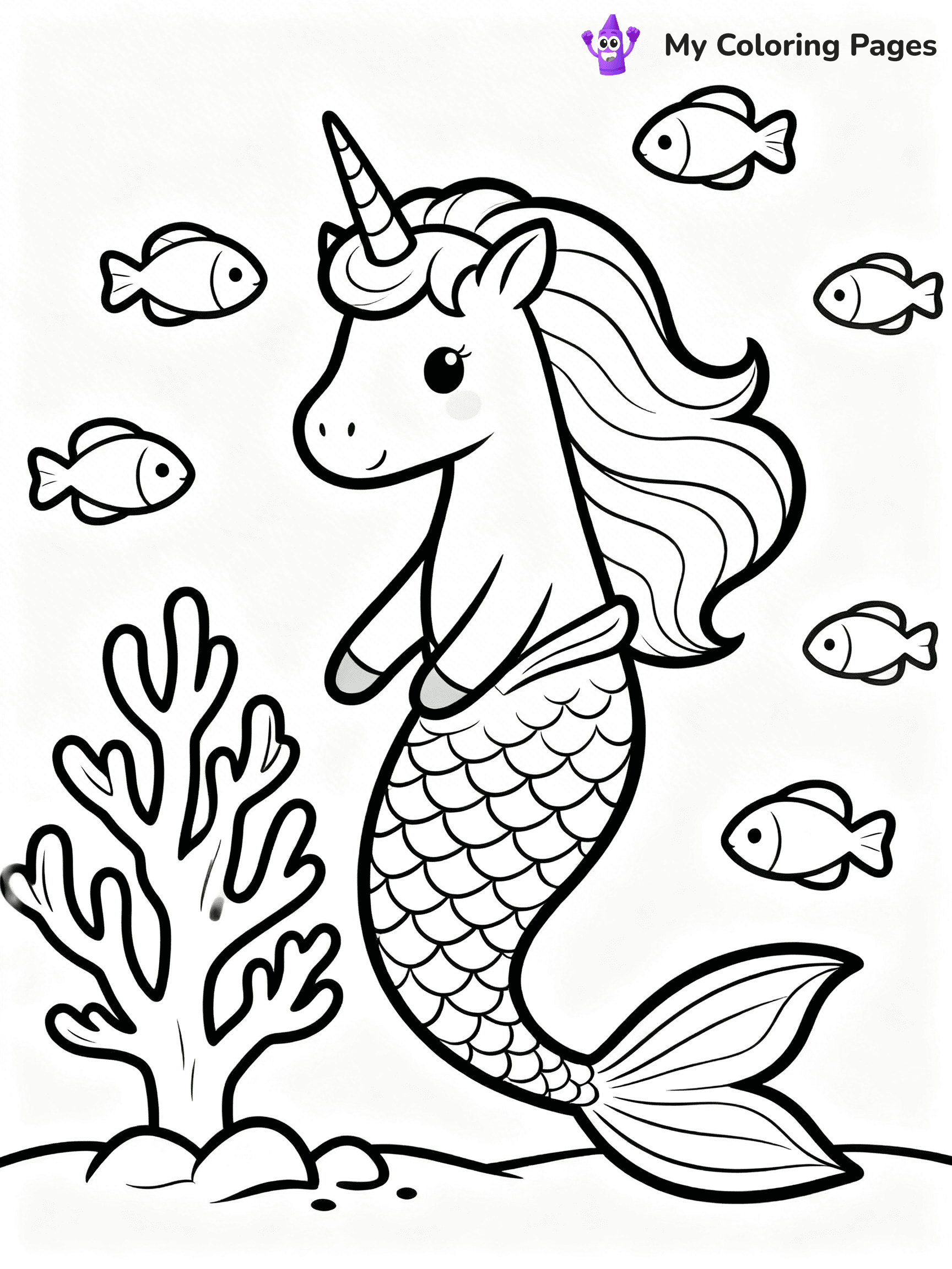 Unicorn Mermaid Coloring Pages - 15
