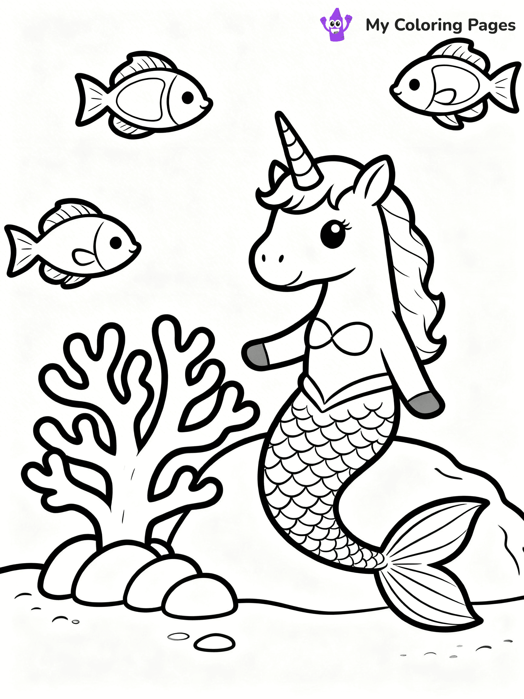 Unicorn Mermaid Coloring Pages - 13