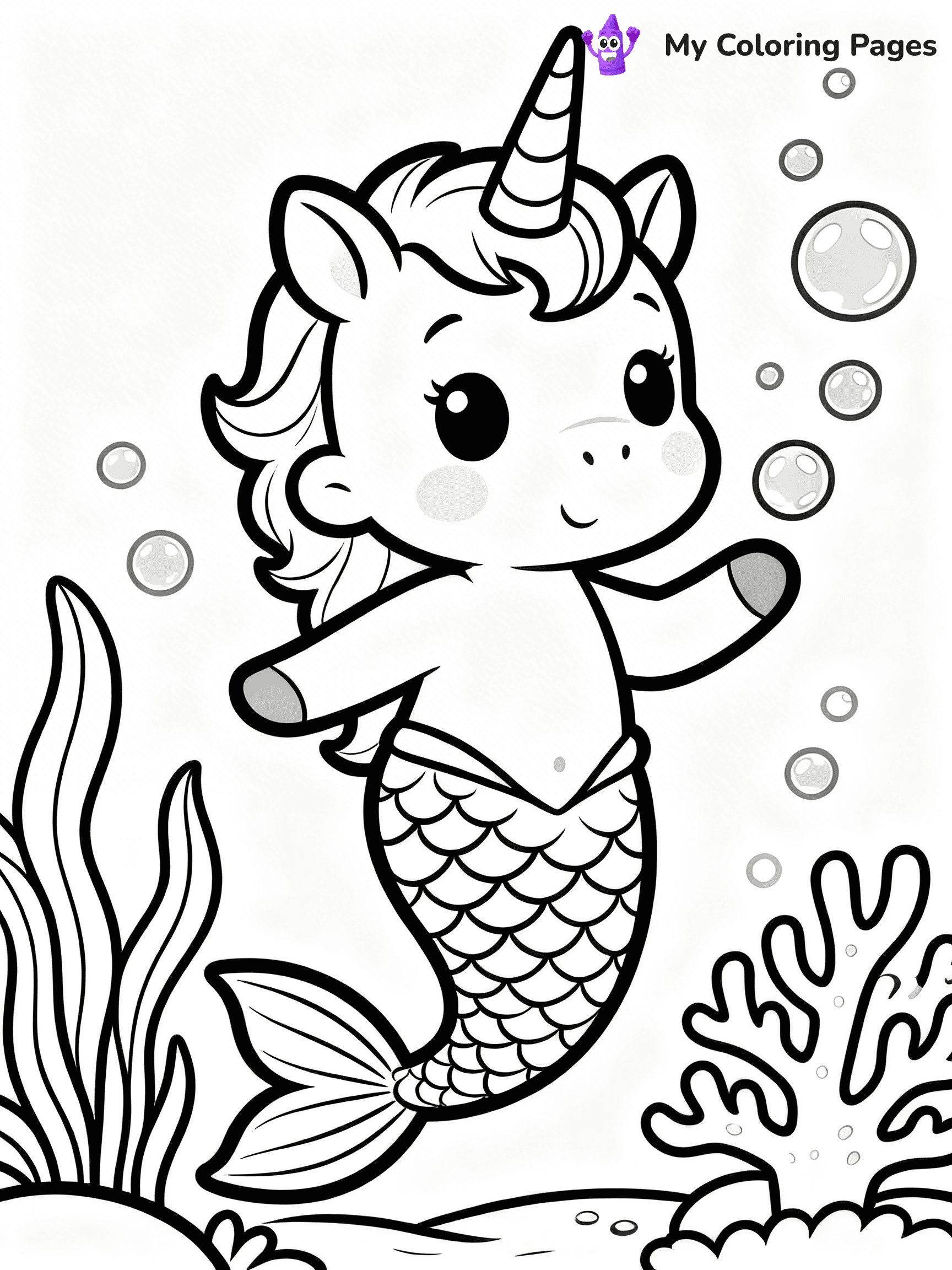 Unicorn Mermaid Coloring Pages - 12