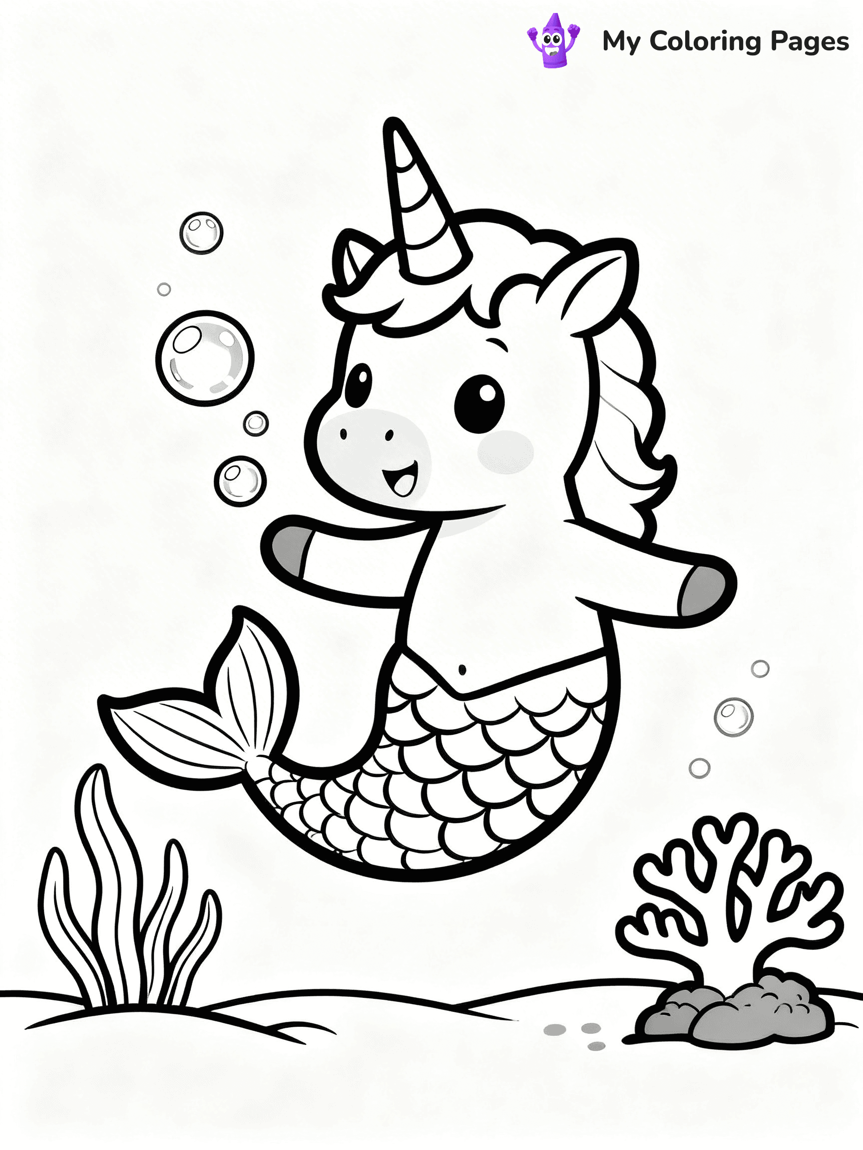 Unicorn Mermaid Coloring Pages - 11