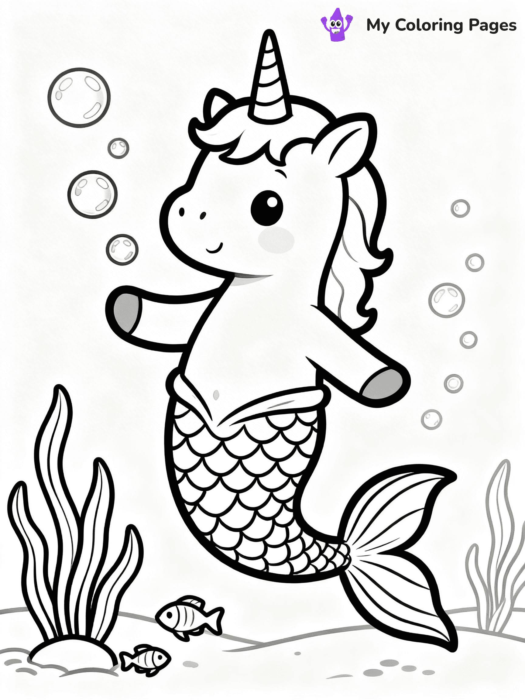 Unicorn Mermaid Coloring Pages - 10