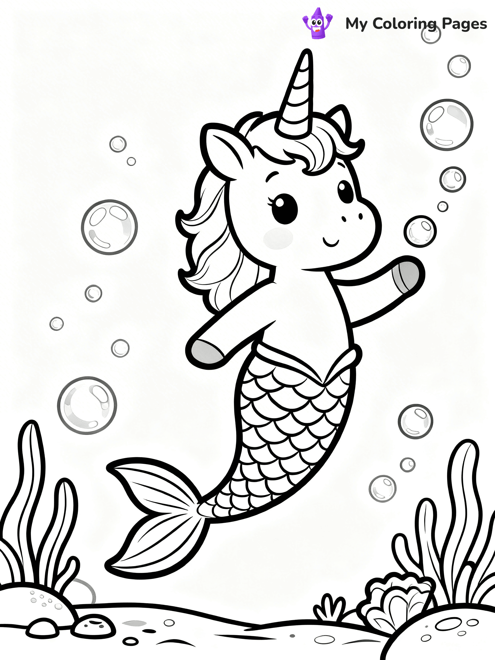 Unicorn Mermaid Coloring Pages - 9
