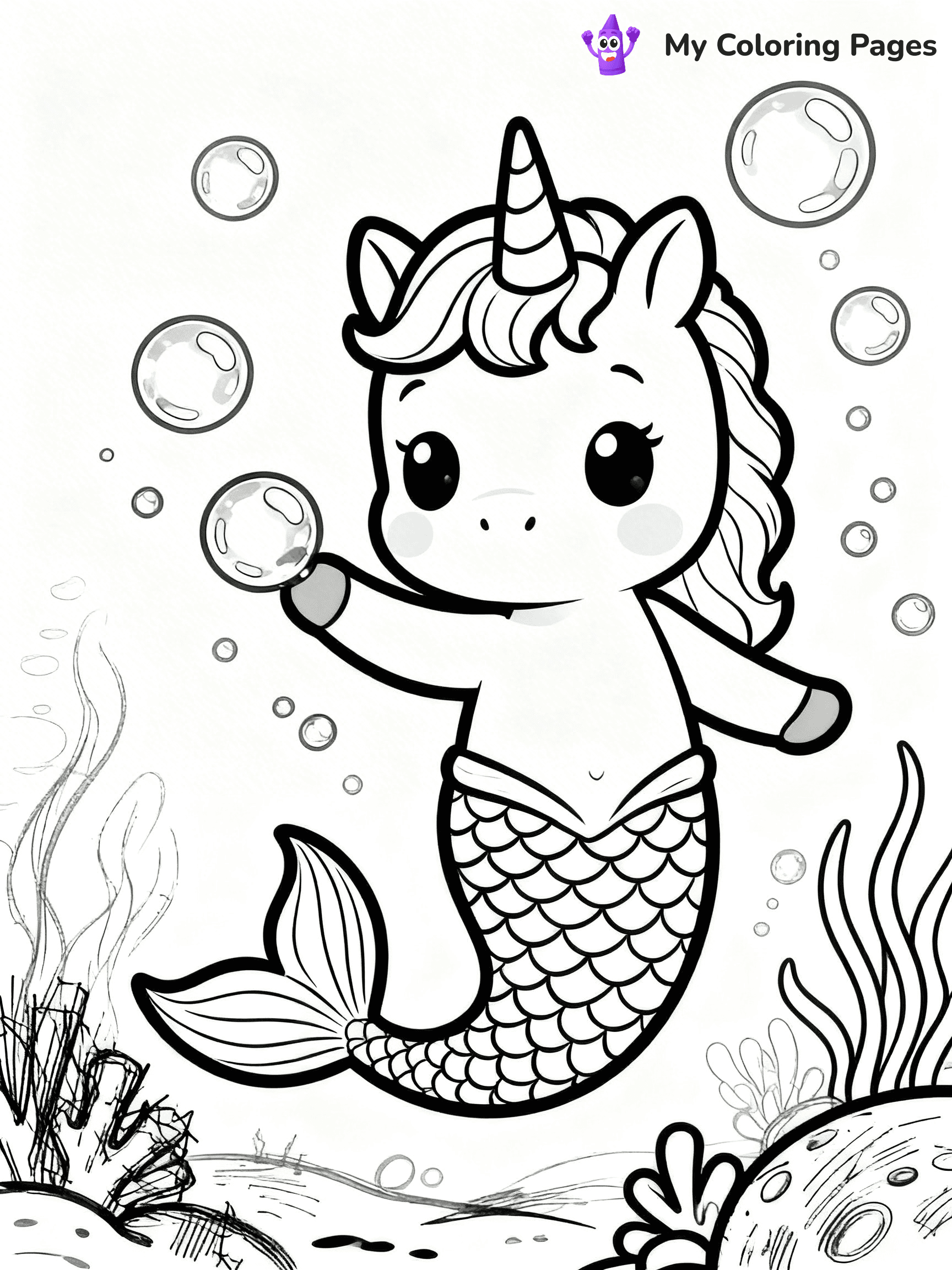 Unicorn Mermaid Coloring Pages - 8