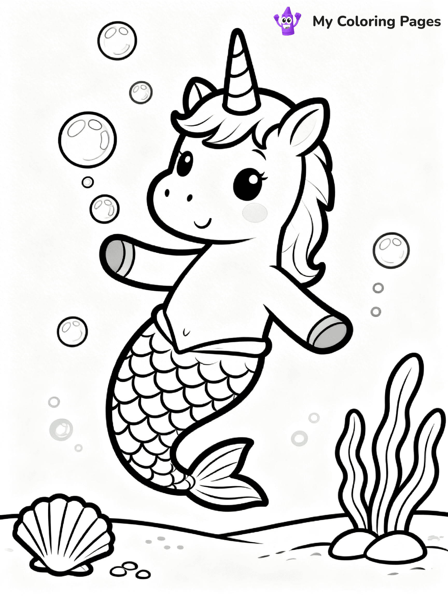Unicorn Mermaid Coloring Pages - 7