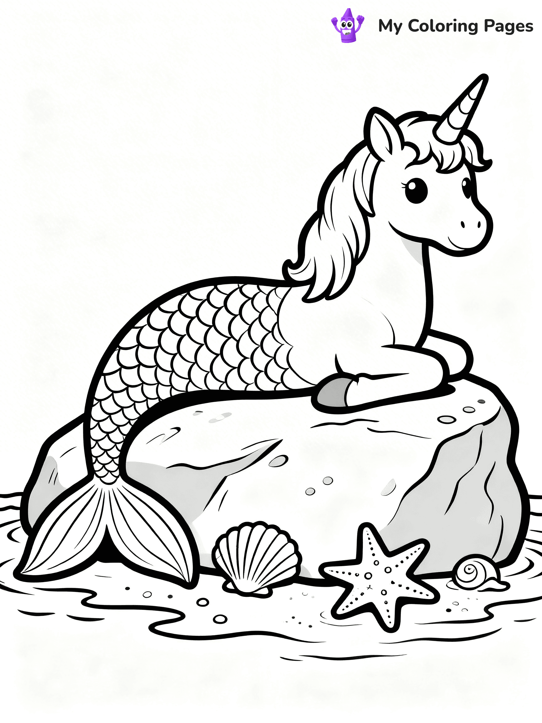 Unicorn Mermaid Coloring Pages - 6