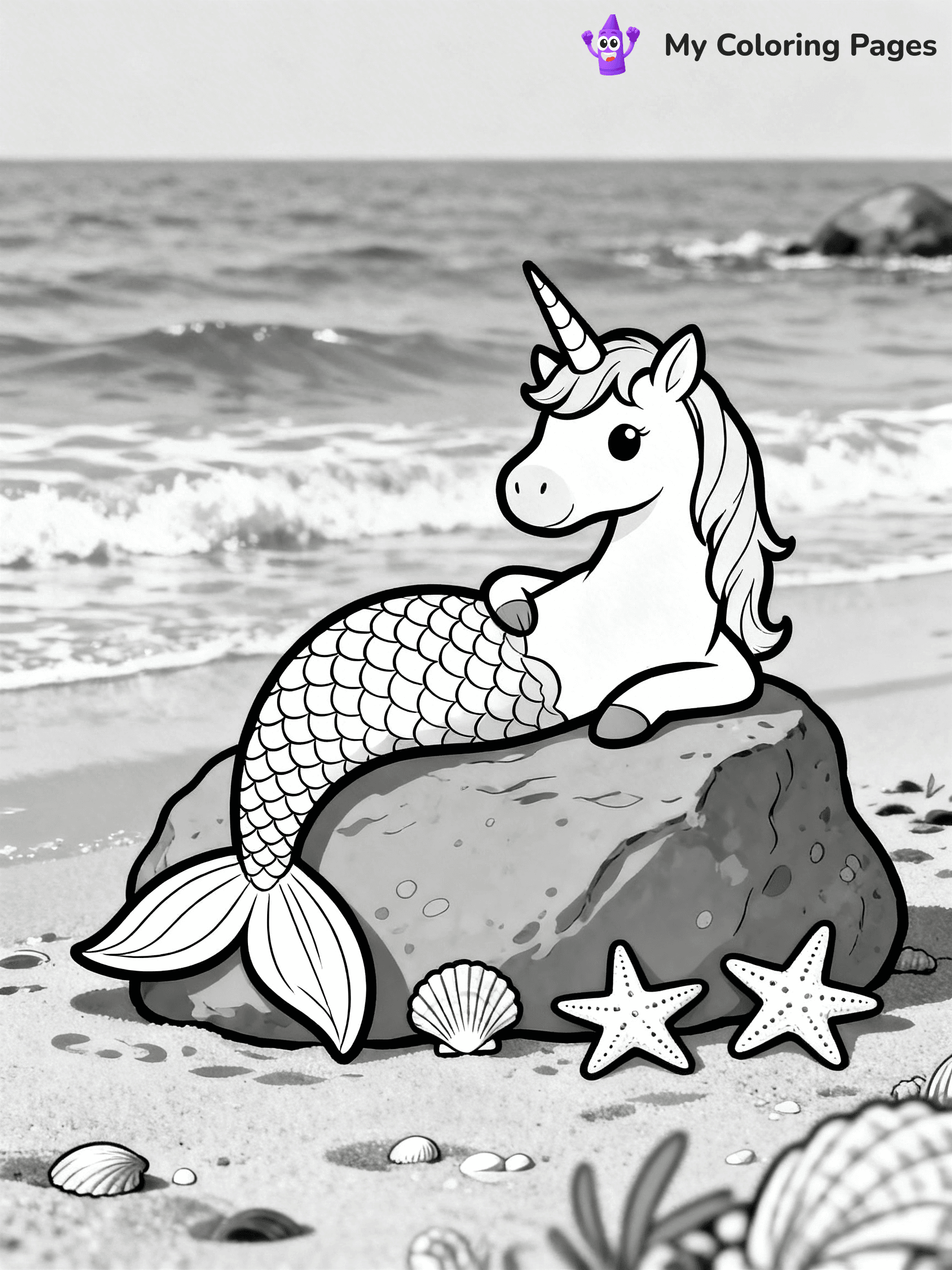 Unicorn Mermaid Coloring Pages - 4