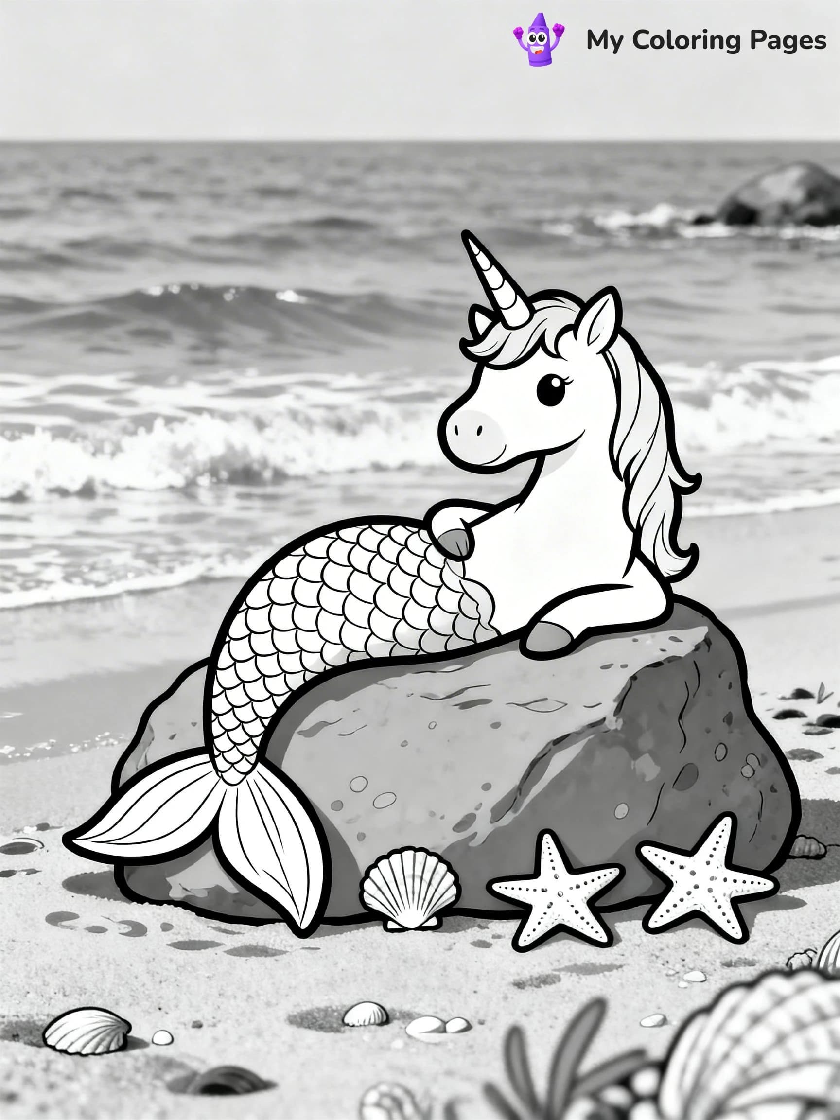 Unicorn Mermaid Coloring Pages - 4