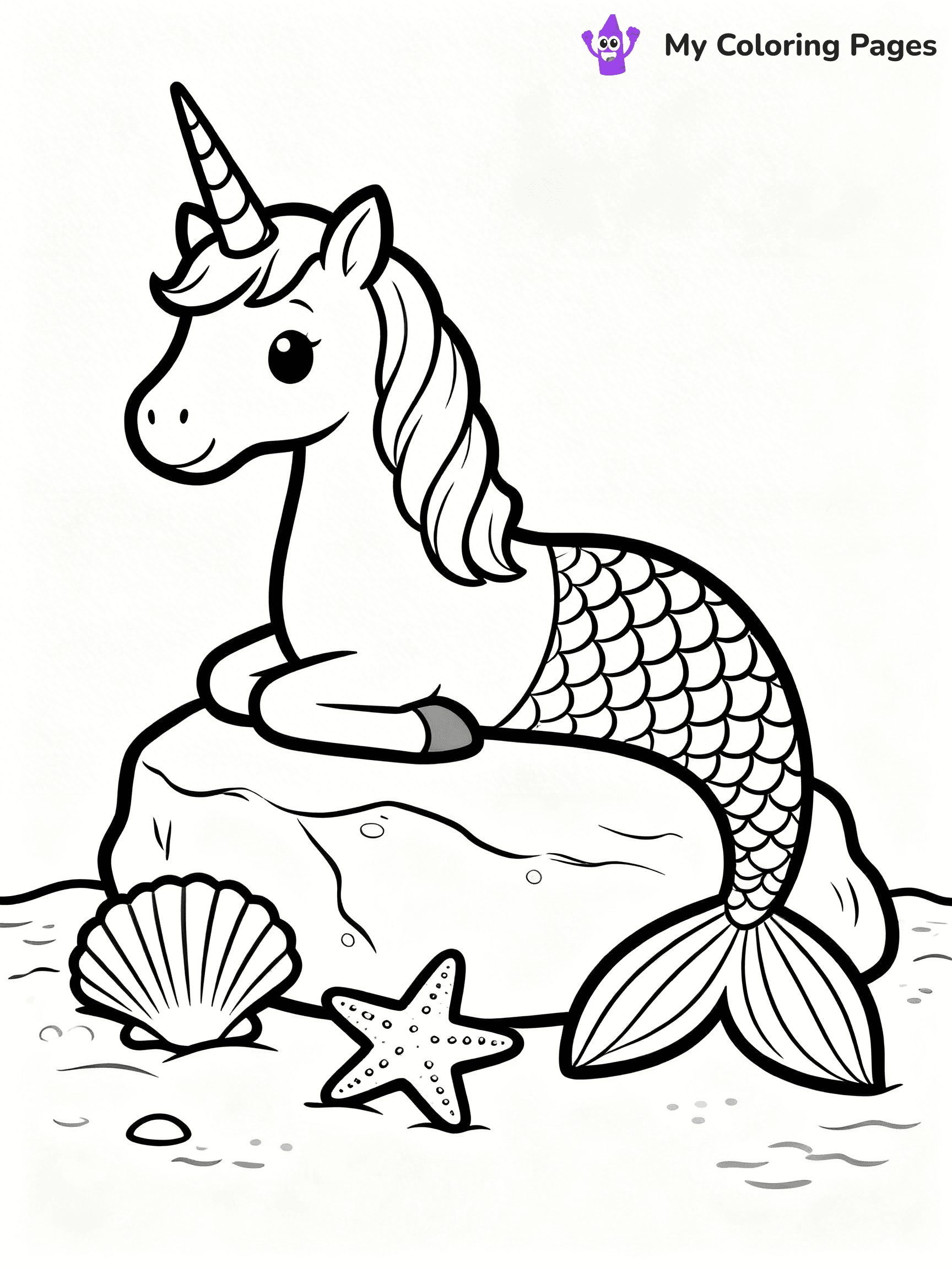 Unicorn Mermaid Coloring Pages - 2