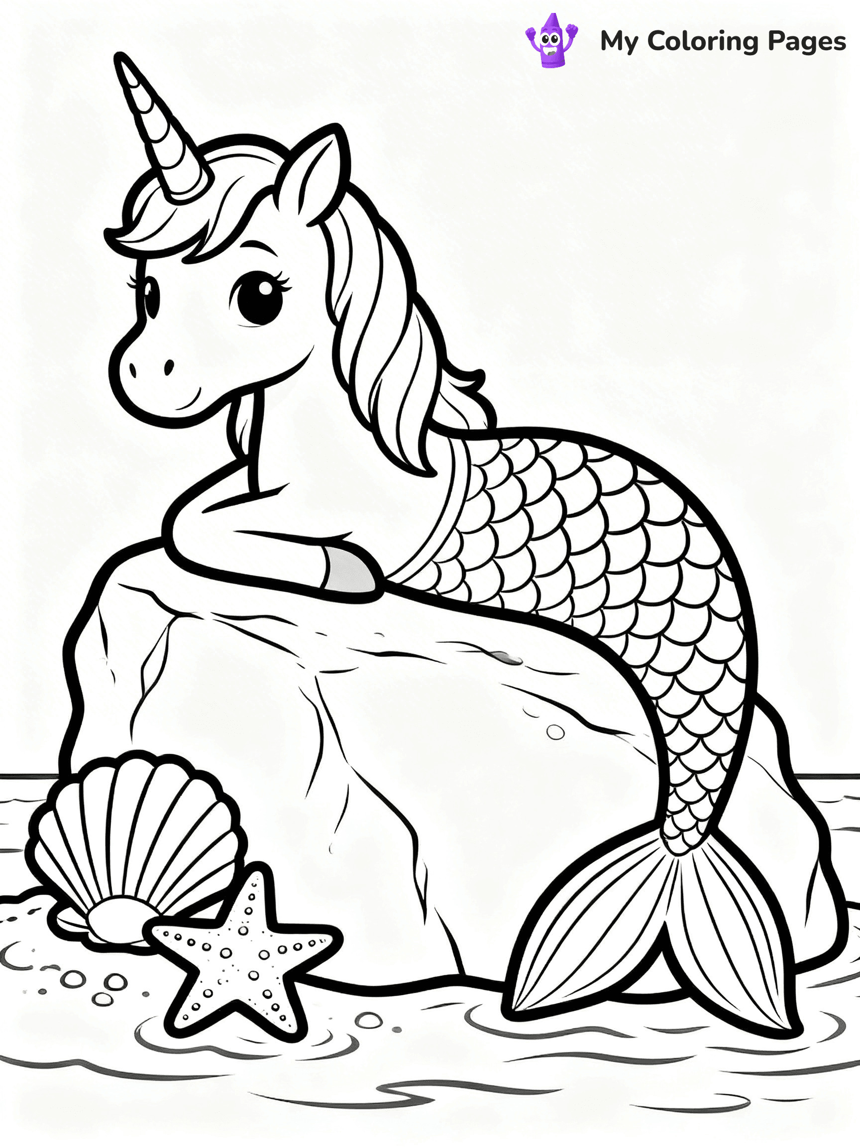 Unicorn Mermaid Coloring Pages - 1