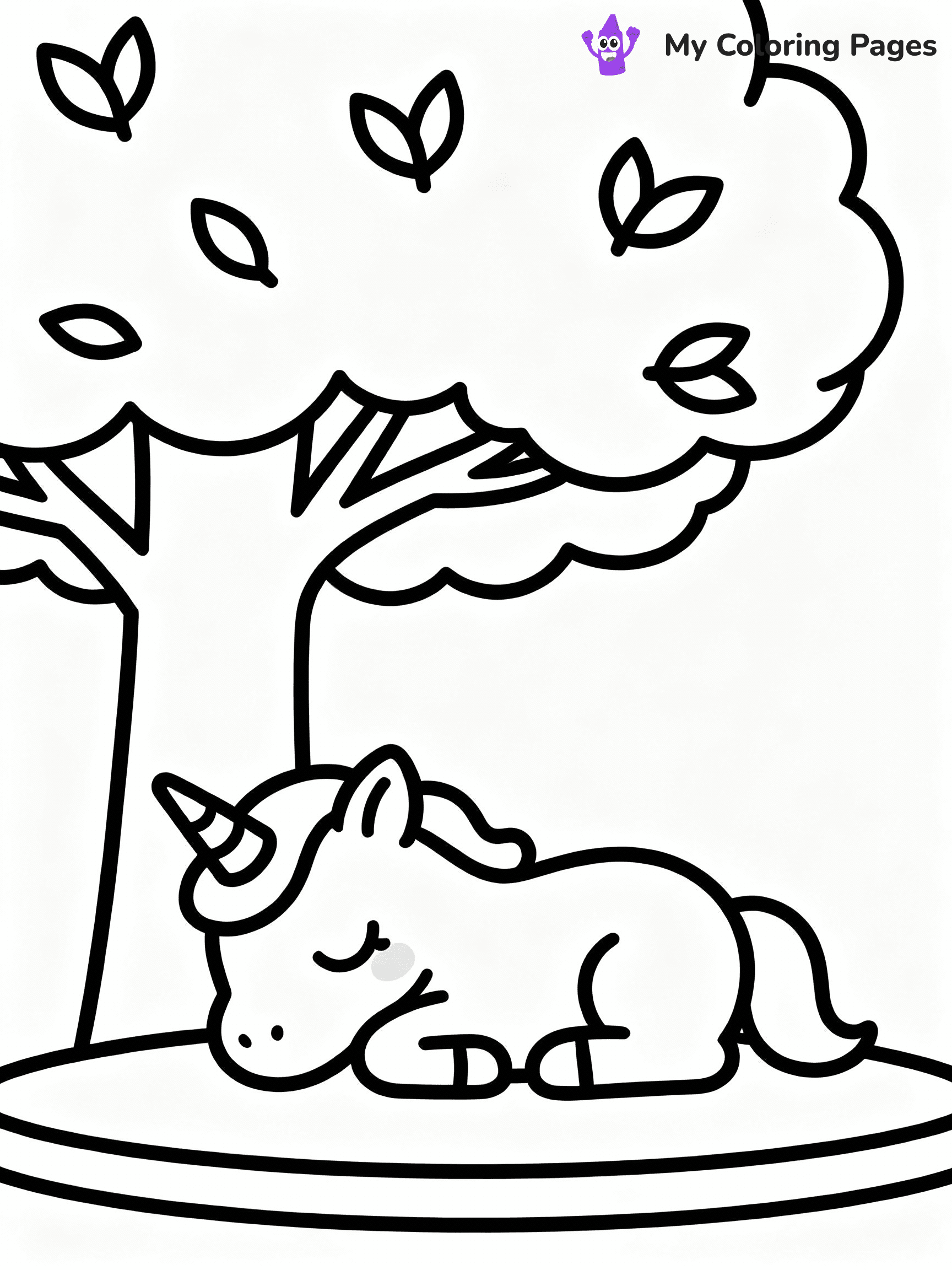 ⚠️ CRITICAL REQUIREMENT - ABSOLUTE BLACK AND WHITE ONLY ⚠️
This MUST be a BLACK AND WHITE line drawing ONLY. NO COLORS whatsoever.
- ONLY pure black lines (#000000) on pure white background (#FFFFFF)
- ABSOLUTELY NO colors, NO shading, NO gradients, NO grayscale
- If there are ANY colors in the output, the image is REJECTED
- This is a COLORING PAGE - meant to be COLORED IN by children
- The output must be UNCOLORED line art ready for coloring
⚠️ SUBJECT TO DRAW: Baby unicorn sleeping peacefully under tree. PURE OUTLINES. NO FILLS, COLOR, SHADING, OR GREYSCALE. WHITE BACKGROUND.
(REMEMBER: Output must be BLACK AND WHITE line art only, NOT colored!)
# Flat, Friendly Cartoon Line-Art Coloring Page
You are generating a **pure black-and-white binary image** of a child-friendly cartoon scene combining characters and background scenery in one cohesive composition.
## Rendering Rules (Strict)
- Only two colors: pure black (#000000) outlines and pure white (#FFFFFF) background.
- No grayscale, shading, gradients, tints, fills, transparency, or partial pixels.
- No antialiasing or blended edges; every pixel is 100% black or white.
- No solid black fills inside shapes — all areas inside outlines must remain white.
- No dark clothing areas or filled tone blocks; all garments outlined only.
- No shadows, textures, lighting, or tonal variations.
- Must look like flat binary vector line-art for coloring pages.
## Drawing & Composition
- **Medium, consistent line weight**; clean closed outlines easy to color inside.
- **Flat, simple, child-friendly design** — no realism or 3D depth.
- Characters are **grounded on a surface**, centered and large.
- **Balanced composition** with clear silhouettes and minimal props.
## Scenery & Style
- Landmarks (e.g., mosque, CN Tower) and scenery (trees, benches, waves) drawn with **black outlines only.**
- For real-world figures, teams, or places, show accurate details using only black outlines—no text or logos. Use distinctive uniform patterns, abstract symbols, and landmark silhouettes to convey identity.
- Keep **consistent perspective**; no floating elements.
- **Style:** whimsical **Doodle Art Alley** — rounded, friendly outlines.
- May adapt shapes from **Crayola, Disney, Peppa Pig, Cocomelon** — *by shape only, never color.*
- Final output: **flat, crisp, binary (#000000/#FFFFFF)**, **no filled color or background text.**
EXTREMELYE IMPORTANT:
- PURE BINARY LINE-ART; NO FILLS (HAIR/CLOTHES/SKIN), SHADING, OR GREY.
- NO SHADING, COLOR. MUST BE WHITE BACKGROUND.
⚠️ FINAL REMINDER: Draw the subject "Baby unicorn sleeping peacefully under tree. PURE OUTLINES. NO FILLS, COLOR, SHADING, OR GREYSCALE. WHITE BACKGROUND." as BLACK AND WHITE line art. Zero colors in output.