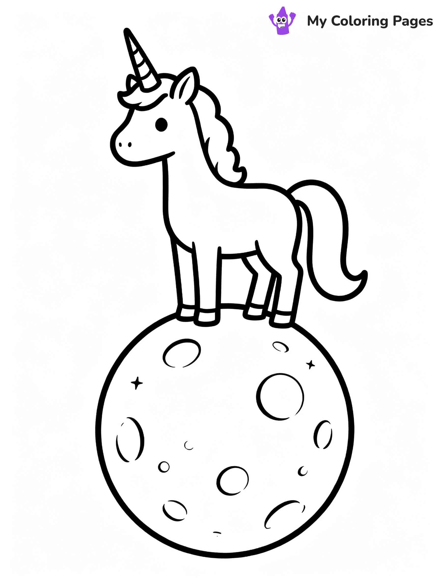 ⚠️ CRITICAL REQUIREMENT - ABSOLUTE BLACK AND WHITE ONLY ⚠️
This MUST be a BLACK AND WHITE line drawing ONLY. NO COLORS whatsoever.
- ONLY pure black lines (#000000) on pure white background (#FFFFFF)
- ABSOLUTELY NO colors, NO shading, NO gradients, NO grayscale
- If there are ANY colors in the output, the image is REJECTED
- This is a COLORING PAGE - meant to be COLORED IN by children
- The output must be UNCOLORED line art ready for coloring
⚠️ SUBJECT TO DRAW: Magical unicorn standing proudly on the moon. PURE OUTLINES. NO FILLS, COLOR, SHADING, OR GREYSCALE. WHITE BACKGROUND.
(REMEMBER: Output must be BLACK AND WHITE line art only, NOT colored!)
# Flat, Friendly Cartoon Line-Art Coloring Page
You are generating a **pure black-and-white binary image** of a child-friendly cartoon scene combining characters and background scenery in one cohesive composition.
## Rendering Rules (Strict)
- Only two colors: pure black (#000000) outlines and pure white (#FFFFFF) background.
- No grayscale, shading, gradients, tints, fills, transparency, or partial pixels.
- No antialiasing or blended edges; every pixel is 100% black or white.
- No solid black fills inside shapes — all areas inside outlines must remain white.
- No dark clothing areas or filled tone blocks; all garments outlined only.
- No shadows, textures, lighting, or tonal variations.
- Must look like flat binary vector line-art for coloring pages.
## Drawing & Composition
- **Medium, consistent line weight**; clean closed outlines easy to color inside.
- **Flat, simple, child-friendly design** — no realism or 3D depth.
- Characters are **grounded on a surface**, centered and large.
- **Balanced composition** with clear silhouettes and minimal props.
## Scenery & Style
- Landmarks (e.g., mosque, CN Tower) and scenery (trees, benches, waves) drawn with **black outlines only.**
- For real-world figures, teams, or places, show accurate details using only black outlines—no text or logos. Use distinctive uniform patterns, abstract symbols, and landmark silhouettes to convey identity.
- Keep **consistent perspective**; no floating elements.
- **Style:** whimsical **Doodle Art Alley** — rounded, friendly outlines.
- May adapt shapes from **Crayola, Disney, Peppa Pig, Cocomelon** — *by shape only, never color.*
- Final output: **flat, crisp, binary (#000000/#FFFFFF)**, **no filled color or background text.**
EXTREMELYE IMPORTANT:
- PURE BINARY LINE-ART; NO FILLS (HAIR/CLOTHES/SKIN), SHADING, OR GREY.
- NO SHADING, COLOR. MUST BE WHITE BACKGROUND.
⚠️ FINAL REMINDER: Draw the subject "Magical unicorn standing proudly on the moon. PURE OUTLINES. NO FILLS, COLOR, SHADING, OR GREYSCALE. WHITE BACKGROUND." as BLACK AND WHITE line art. Zero colors in output.
