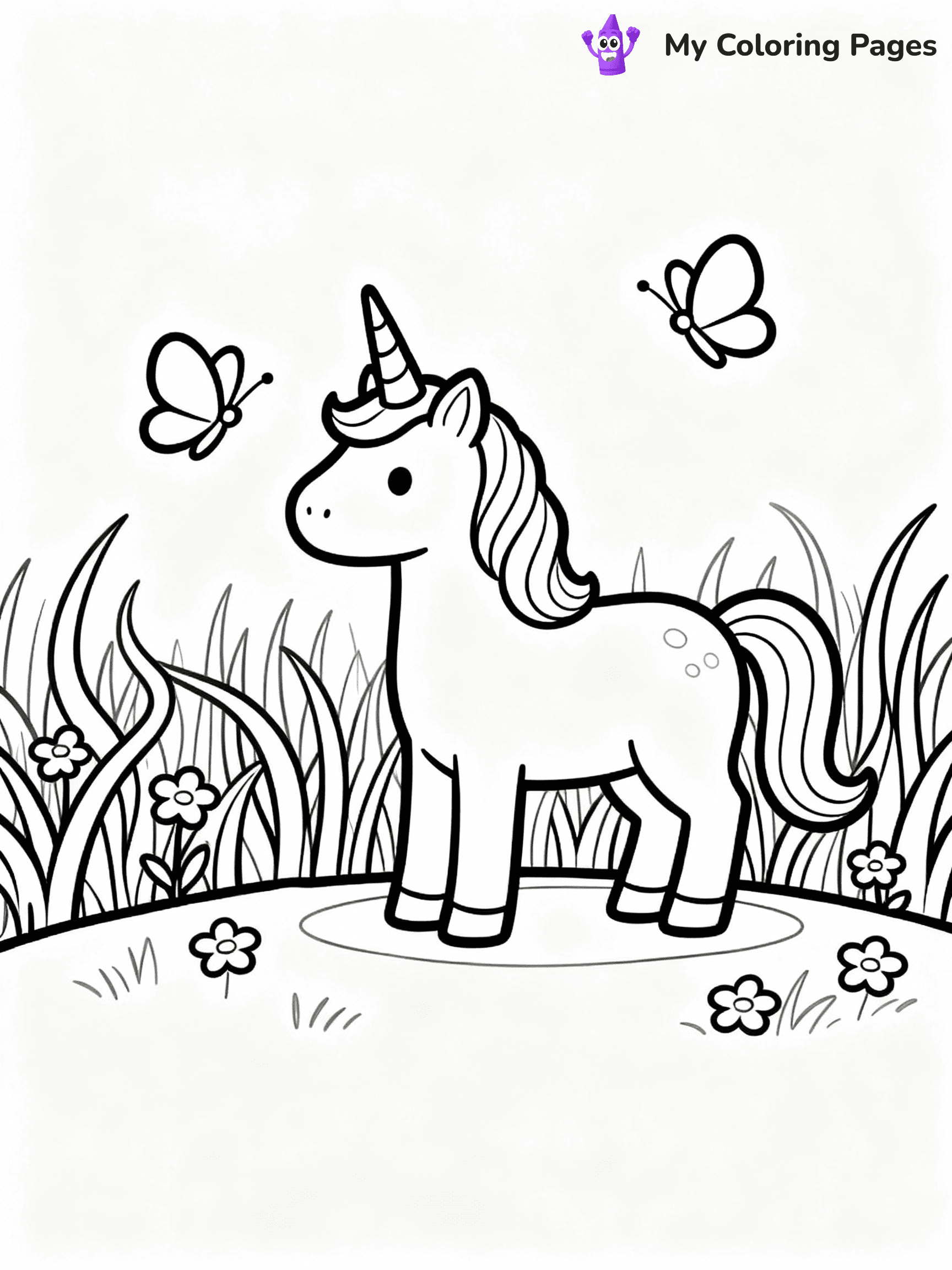 ⚠️ CRITICAL REQUIREMENT - ABSOLUTE BLACK AND WHITE ONLY ⚠️
This MUST be a BLACK AND WHITE line drawing ONLY. NO COLORS whatsoever.
- ONLY pure black lines (#000000) on pure white background (#FFFFFF)
- ABSOLUTELY NO colors, NO shading, NO gradients, NO grayscale
- If there are ANY colors in the output, the image is REJECTED
- This is a COLORING PAGE - meant to be COLORED IN by children
- The output must be UNCOLORED line art ready for coloring
⚠️ SUBJECT TO DRAW: Unicorns playing with butterflies in a meadow. PURE OUTLINES. NO FILLS, COLOR, SHADING, OR GREYSCALE. WHITE BACKGROUND.
(REMEMBER: Output must be BLACK AND WHITE line art only, NOT colored!)
# Flat, Friendly Cartoon Line-Art Coloring Page
You are generating a **pure black-and-white binary image** of a child-friendly cartoon scene combining characters and background scenery in one cohesive composition.
## Rendering Rules (Strict)
- Only two colors: pure black (#000000) outlines and pure white (#FFFFFF) background.
- No grayscale, shading, gradients, tints, fills, transparency, or partial pixels.
- No antialiasing or blended edges; every pixel is 100% black or white.
- No solid black fills inside shapes — all areas inside outlines must remain white.
- No dark clothing areas or filled tone blocks; all garments outlined only.
- No shadows, textures, lighting, or tonal variations.
- Must look like flat binary vector line-art for coloring pages.
## Drawing & Composition
- **Medium, consistent line weight**; clean closed outlines easy to color inside.
- **Flat, simple, child-friendly design** — no realism or 3D depth.
- Characters are **grounded on a surface**, centered and large.
- **Balanced composition** with clear silhouettes and minimal props.
## Scenery & Style
- Landmarks (e.g., mosque, CN Tower) and scenery (trees, benches, waves) drawn with **black outlines only.**
- For real-world figures, teams, or places, show accurate details using only black outlines—no text or logos. Use distinctive uniform patterns, abstract symbols, and landmark silhouettes to convey identity.
- Keep **consistent perspective**; no floating elements.
- **Style:** whimsical **Doodle Art Alley** — rounded, friendly outlines.
- May adapt shapes from **Crayola, Disney, Peppa Pig, Cocomelon** — *by shape only, never color.*
- Final output: **flat, crisp, binary (#000000/#FFFFFF)**, **no filled color or background text.**
EXTREMELYE IMPORTANT:
- PURE BINARY LINE-ART; NO FILLS (HAIR/CLOTHES/SKIN), SHADING, OR GREY.
- NO SHADING, COLOR. MUST BE WHITE BACKGROUND.
⚠️ FINAL REMINDER: Draw the subject "Unicorns playing with butterflies in a meadow. PURE OUTLINES. NO FILLS, COLOR, SHADING, OR GREYSCALE. WHITE BACKGROUND." as BLACK AND WHITE line art. Zero colors in output.