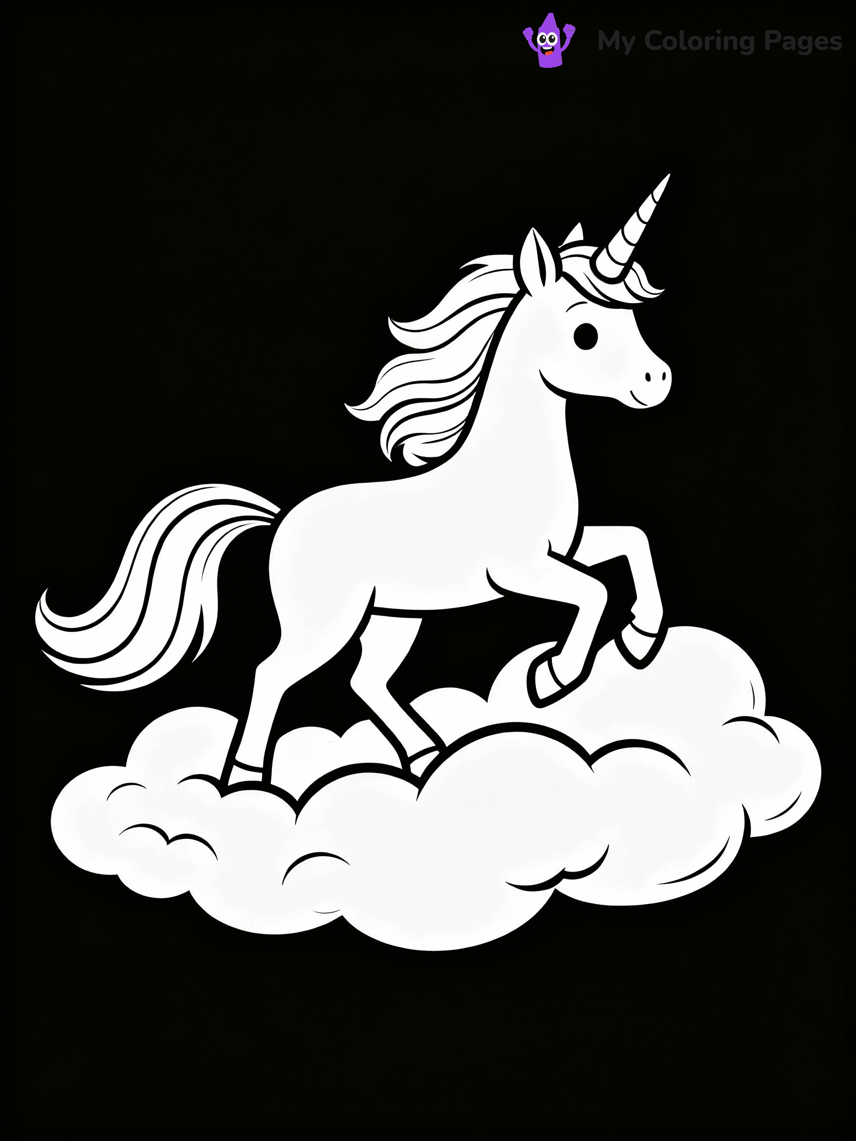 ⚠️ CRITICAL REQUIREMENT - ABSOLUTE BLACK AND WHITE ONLY ⚠️
This MUST be a BLACK AND WHITE line drawing ONLY. NO COLORS whatsoever.
- ONLY pure black lines (#000000) on pure white background (#FFFFFF)
- ABSOLUTELY NO colors, NO shading, NO gradients, NO grayscale
- If there are ANY colors in the output, the image is REJECTED
- This is a COLORING PAGE - meant to be COLORED IN by children
- The output must be UNCOLORED line art ready for coloring
⚠️ SUBJECT TO DRAW: Unicorn with flowing mane prancing in the clouds. PURE OUTLINES. NO FILLS, COLOR, SHADING, OR GREYSCALE. WHITE BACKGROUND.
(REMEMBER: Output must be BLACK AND WHITE line art only, NOT colored!)
# Flat, Friendly Cartoon Line-Art Coloring Page
You are generating a **pure black-and-white binary image** of a child-friendly cartoon scene combining characters and background scenery in one cohesive composition.
## Rendering Rules (Strict)
- Only two colors: pure black (#000000) outlines and pure white (#FFFFFF) background.
- No grayscale, shading, gradients, tints, fills, transparency, or partial pixels.
- No antialiasing or blended edges; every pixel is 100% black or white.
- No solid black fills inside shapes — all areas inside outlines must remain white.
- No dark clothing areas or filled tone blocks; all garments outlined only.
- No shadows, textures, lighting, or tonal variations.
- Must look like flat binary vector line-art for coloring pages.
## Drawing & Composition
- **Medium, consistent line weight**; clean closed outlines easy to color inside.
- **Flat, simple, child-friendly design** — no realism or 3D depth.
- Characters are **grounded on a surface**, centered and large.
- **Balanced composition** with clear silhouettes and minimal props.
## Scenery & Style
- Landmarks (e.g., mosque, CN Tower) and scenery (trees, benches, waves) drawn with **black outlines only.**
- For real-world figures, teams, or places, show accurate details using only black outlines—no text or logos. Use distinctive uniform patterns, abstract symbols, and landmark silhouettes to convey identity.
- Keep **consistent perspective**; no floating elements.
- **Style:** whimsical **Doodle Art Alley** — rounded, friendly outlines.
- May adapt shapes from **Crayola, Disney, Peppa Pig, Cocomelon** — *by shape only, never color.*
- Final output: **flat, crisp, binary (#000000/#FFFFFF)**, **no filled color or background text.**
EXTREMELYE IMPORTANT:
- PURE BINARY LINE-ART; NO FILLS (HAIR/CLOTHES/SKIN), SHADING, OR GREY.
- NO SHADING, COLOR. MUST BE WHITE BACKGROUND.
⚠️ FINAL REMINDER: Draw the subject "Unicorn with flowing mane prancing in the clouds. PURE OUTLINES. NO FILLS, COLOR, SHADING, OR GREYSCALE. WHITE BACKGROUND." as BLACK AND WHITE line art. Zero colors in output.