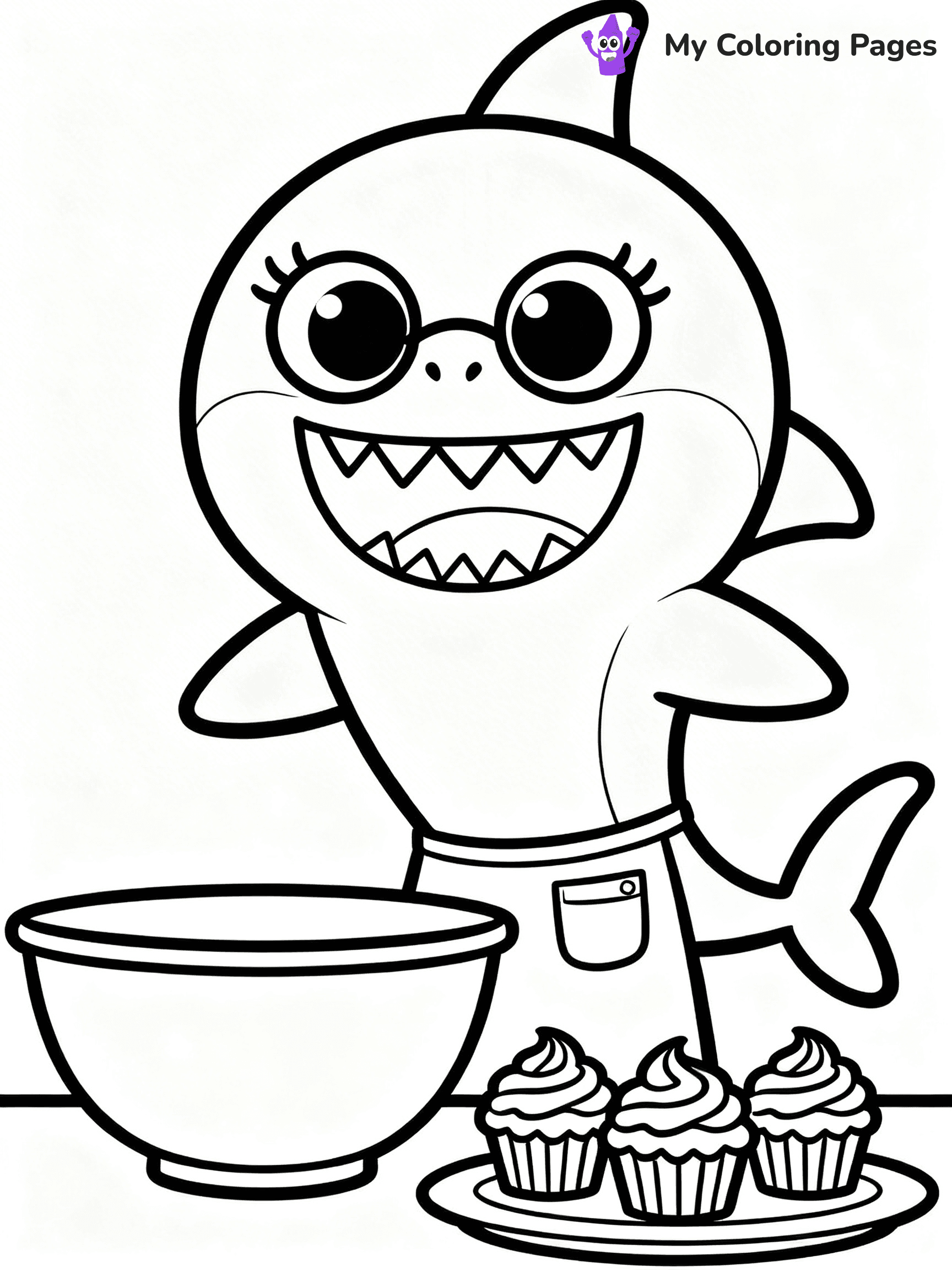 Cute Baby Shark Coloring Pages - 1