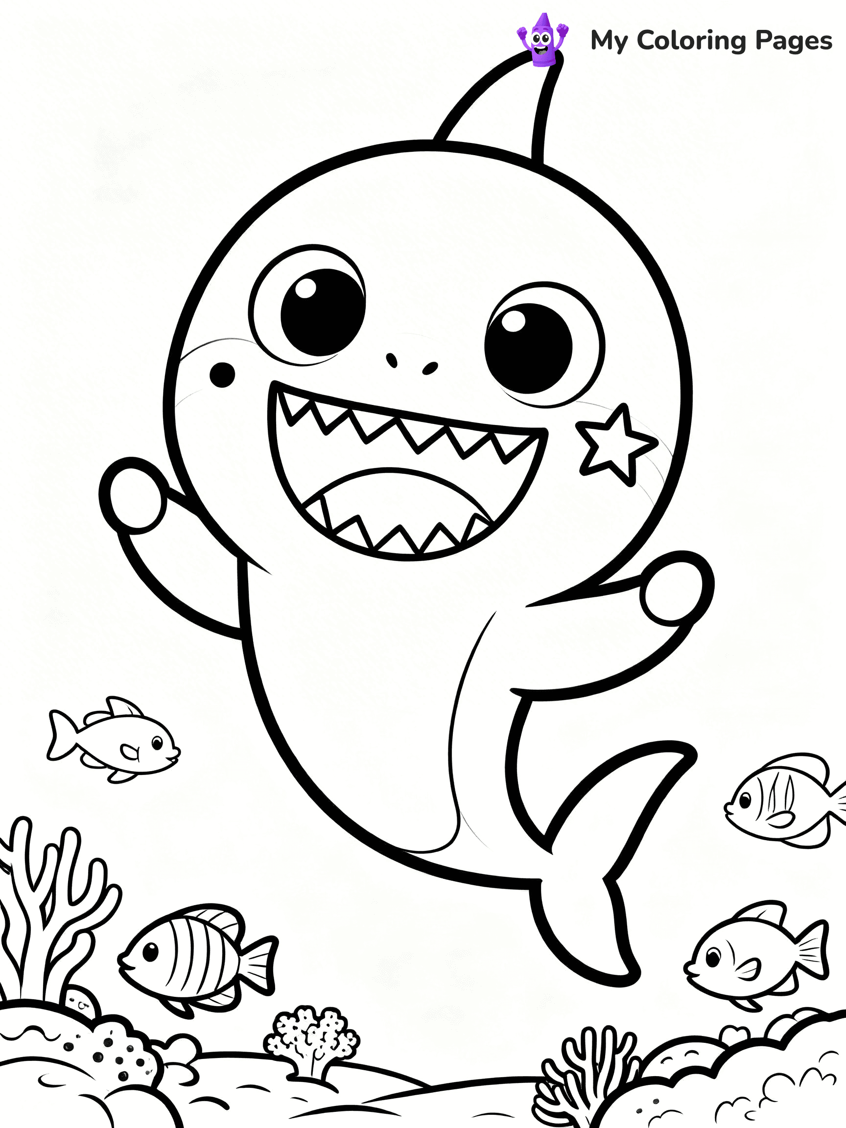 Cute Baby Shark Coloring Pages - 3