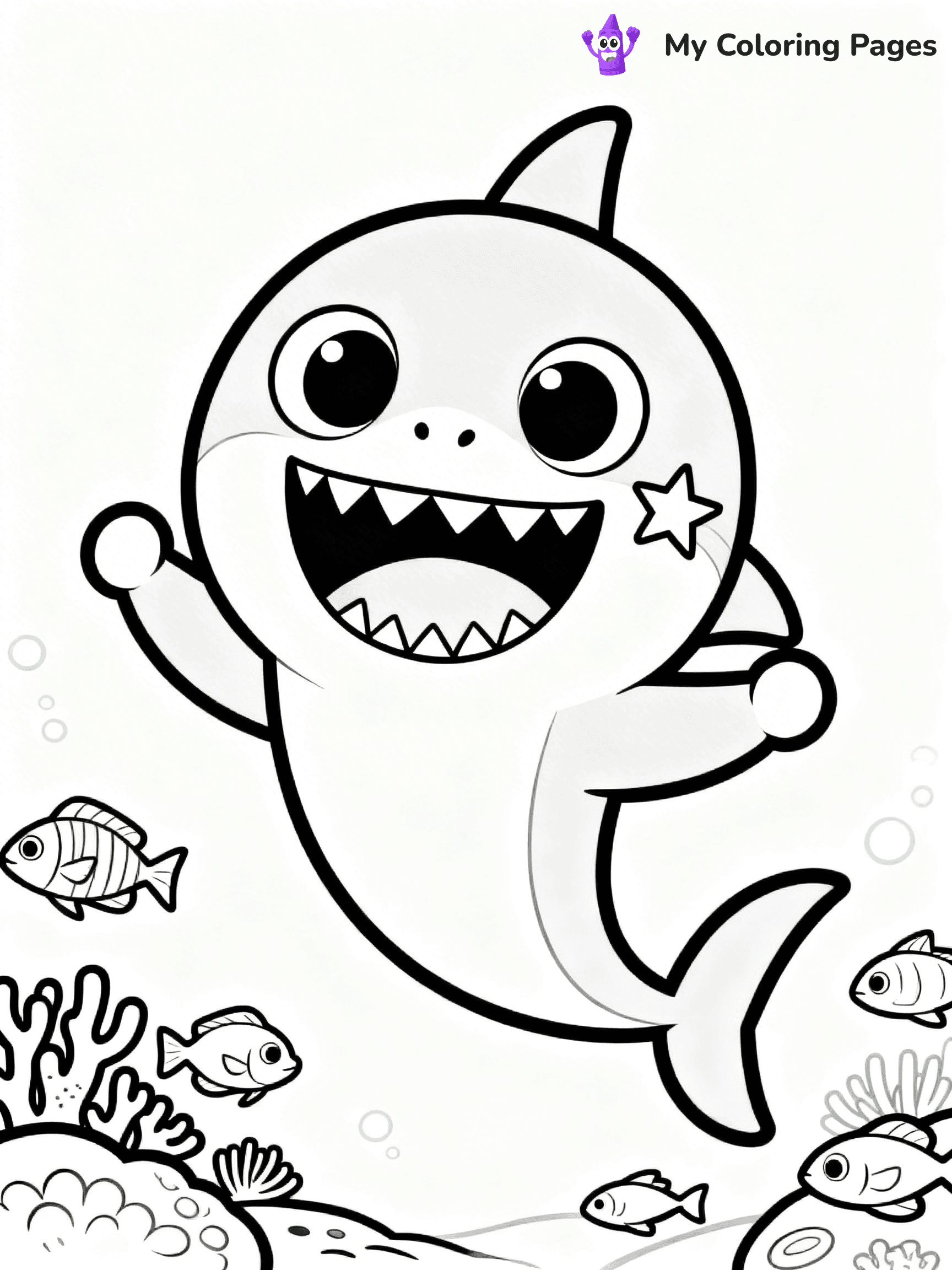 Cute Baby Shark Coloring Pages - 1