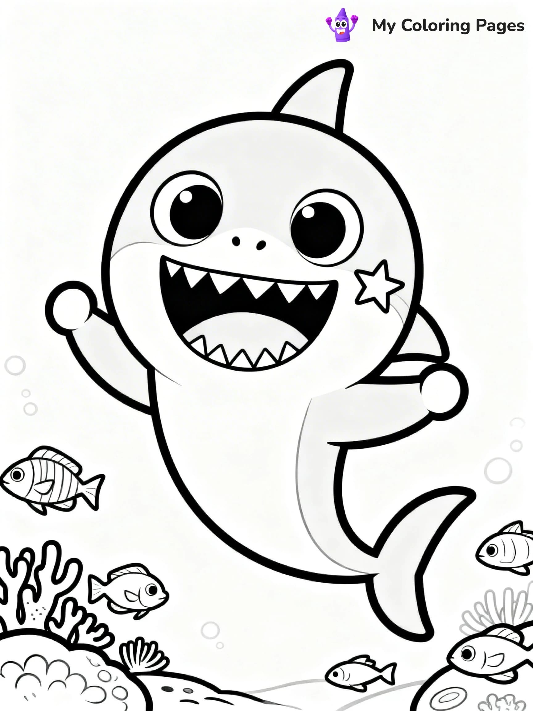 Cute Baby Shark Coloring Pages - 1