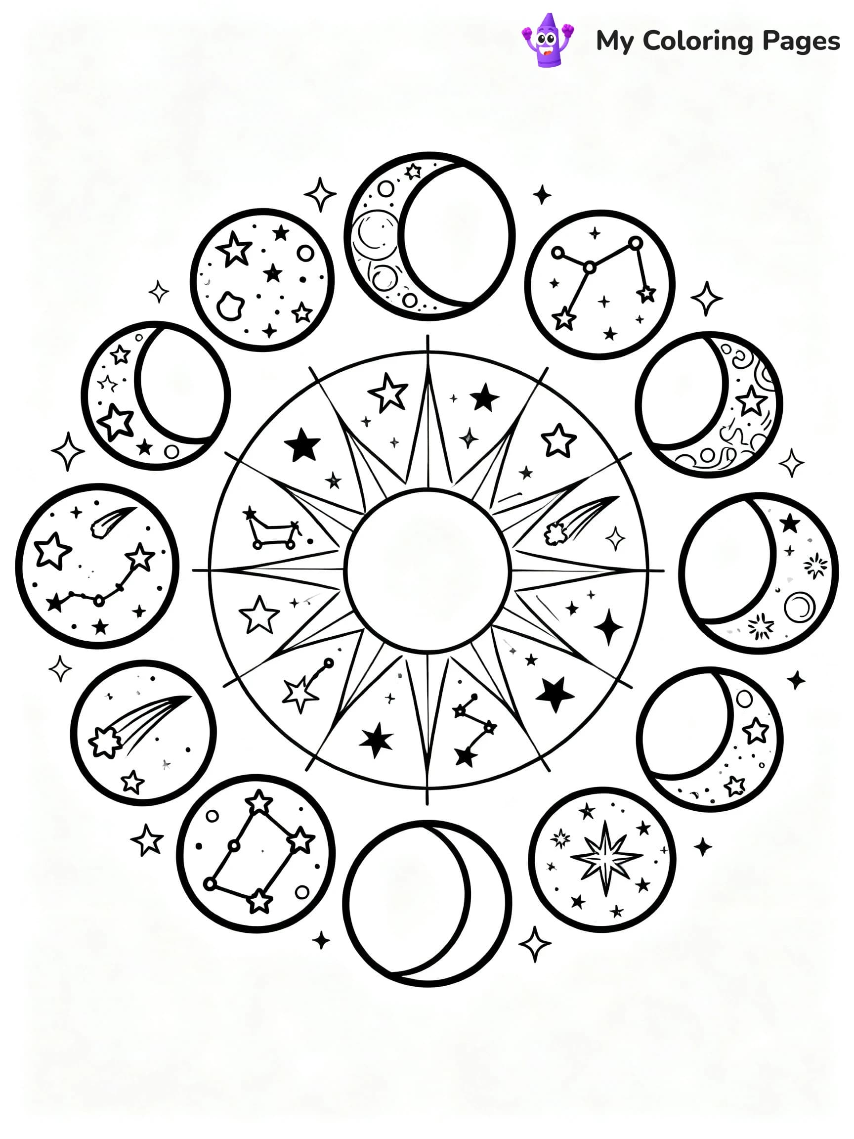 Moon Mandala Coloring Pages - 20
