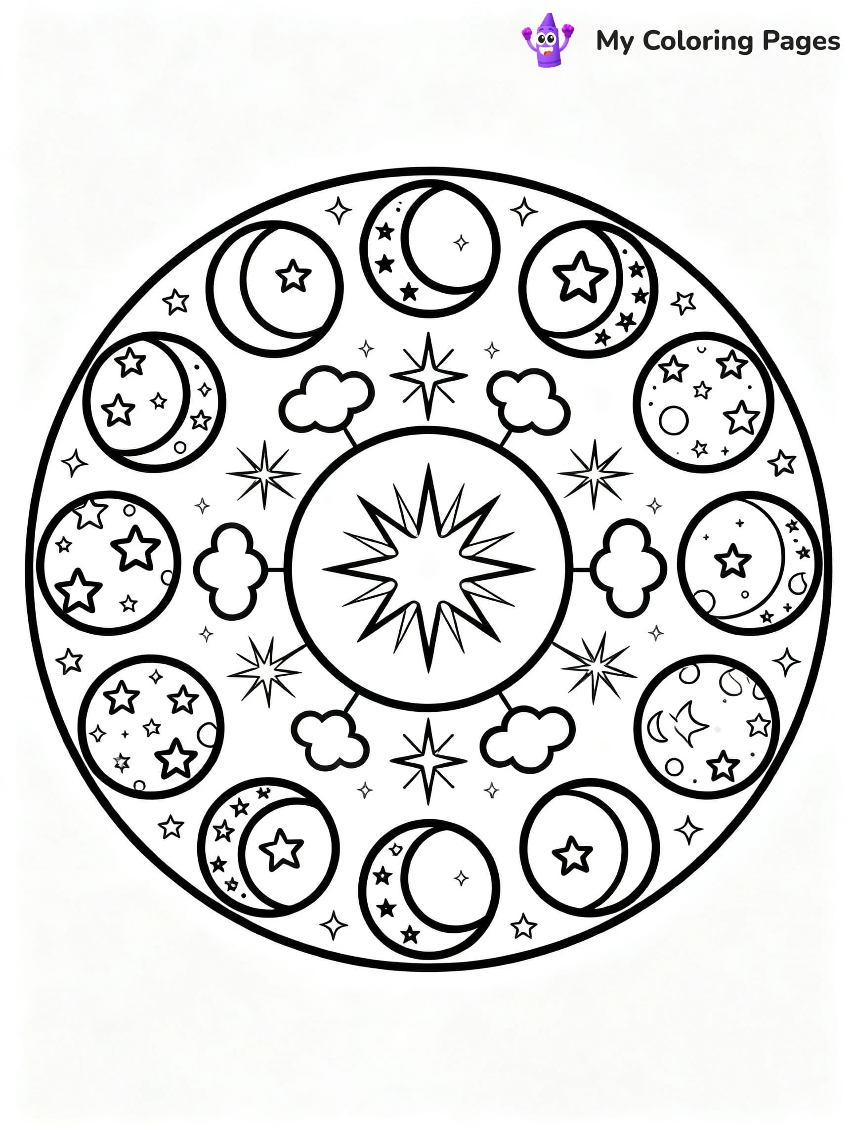 Moon Mandala Coloring Pages - 18