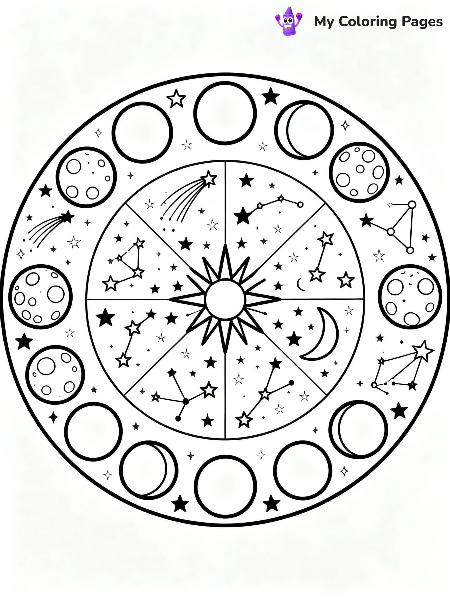Moon Mandala Coloring Pages - 17