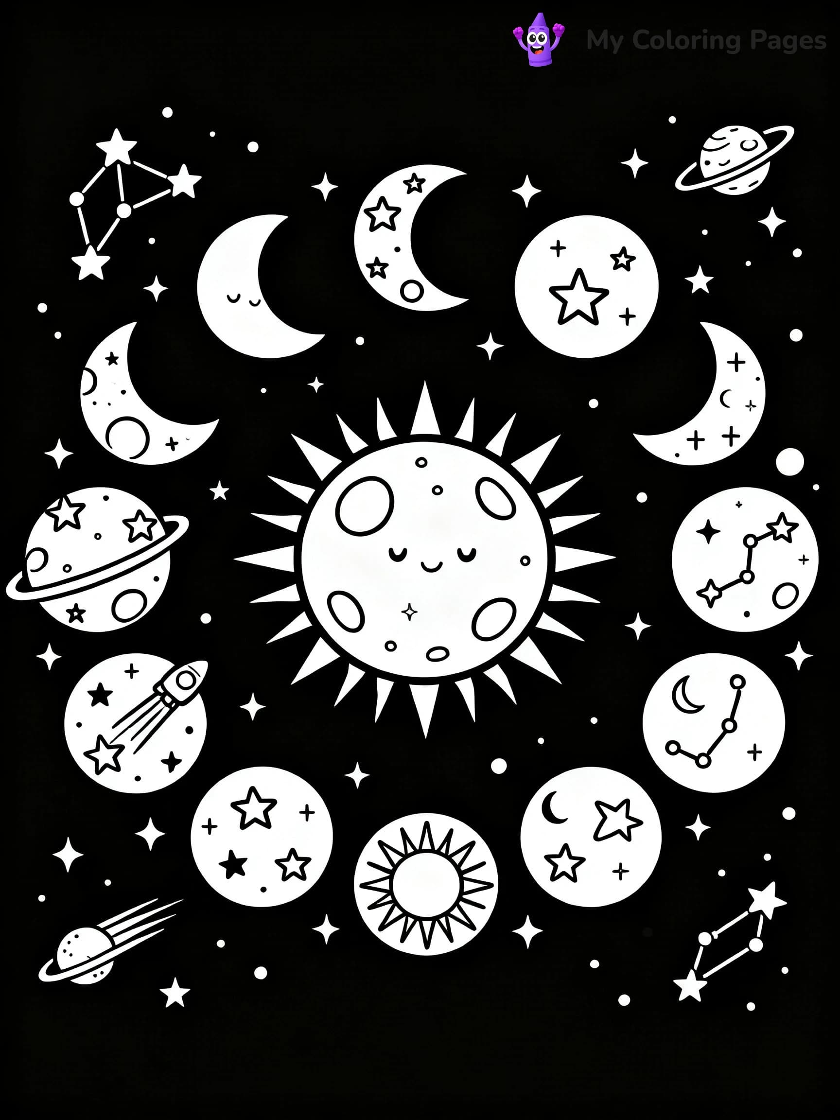 Moon Mandala Coloring Pages - 14