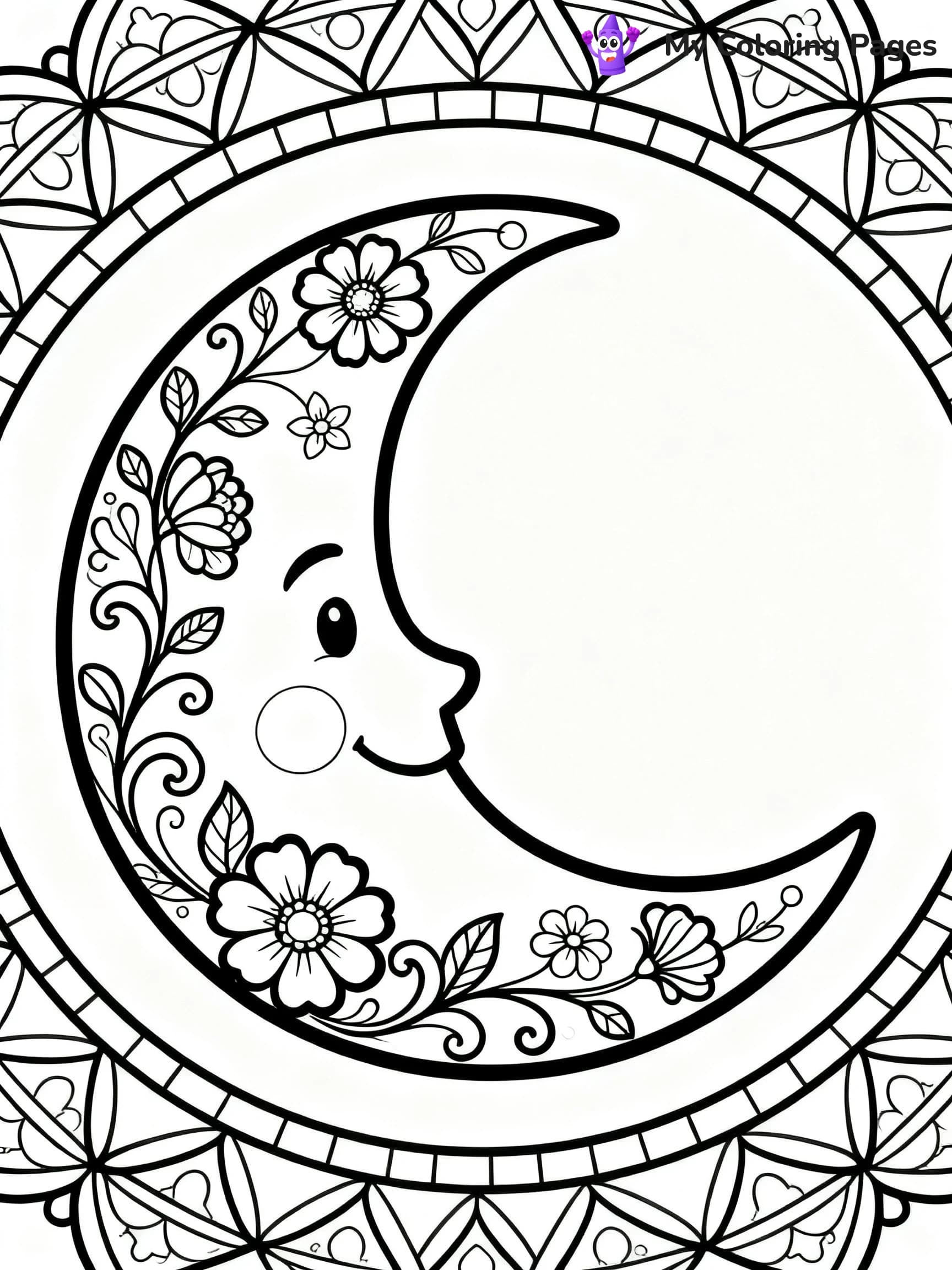 Moon Mandala Coloring Pages - 12