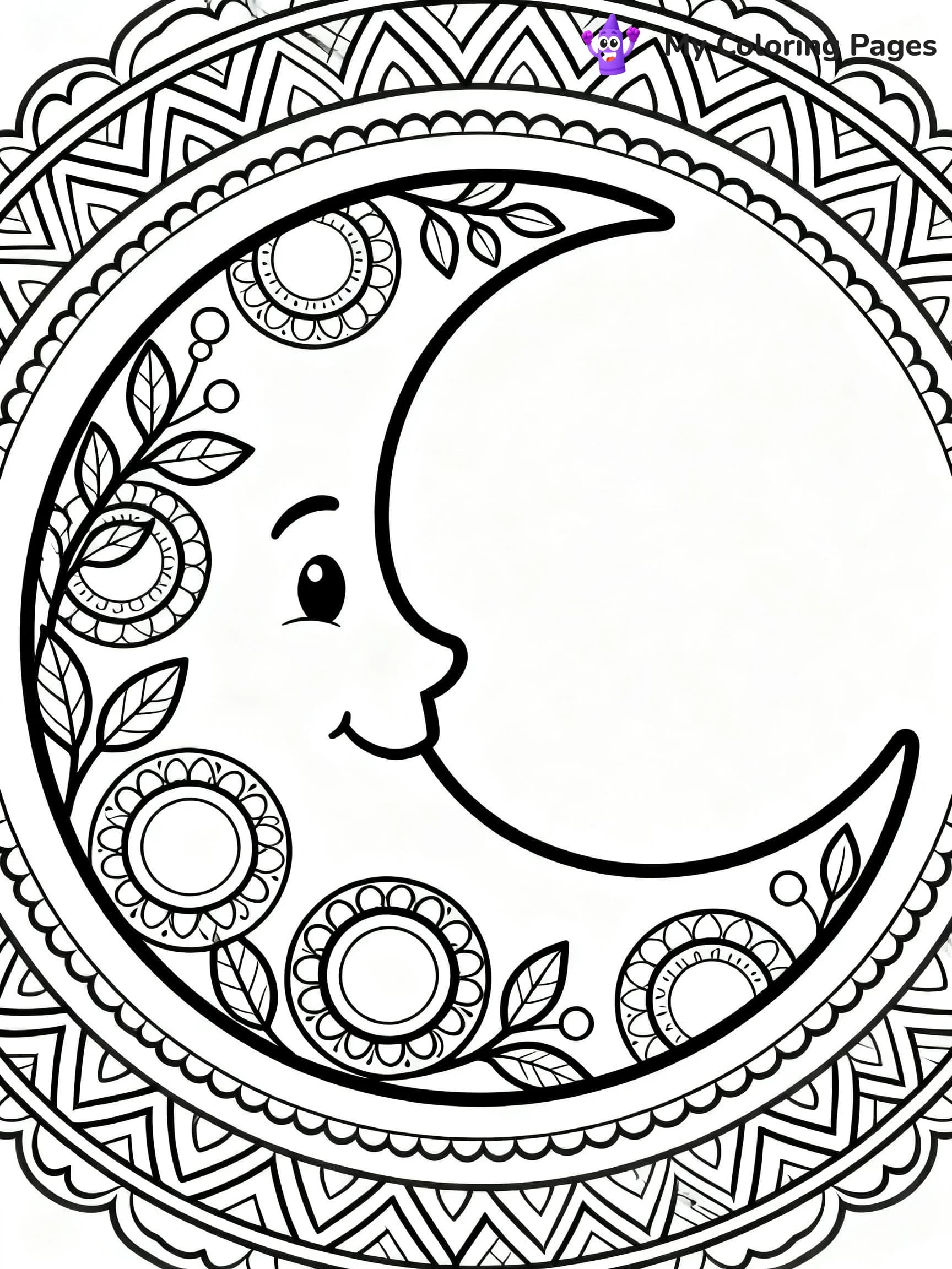 Moon Mandala Coloring Pages - 7