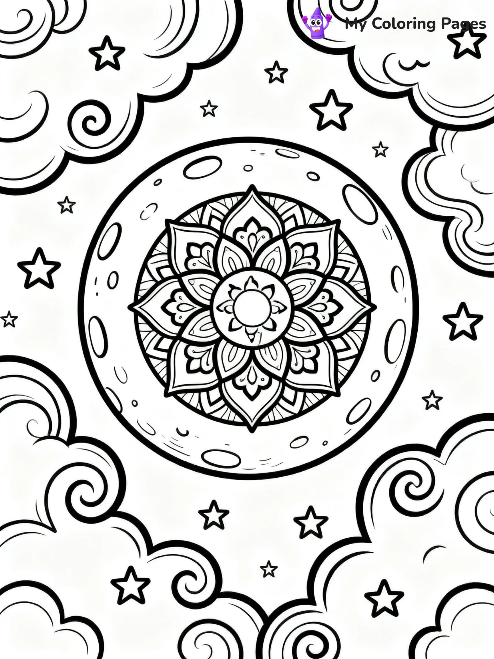 Moon Mandala Coloring Pages - 2