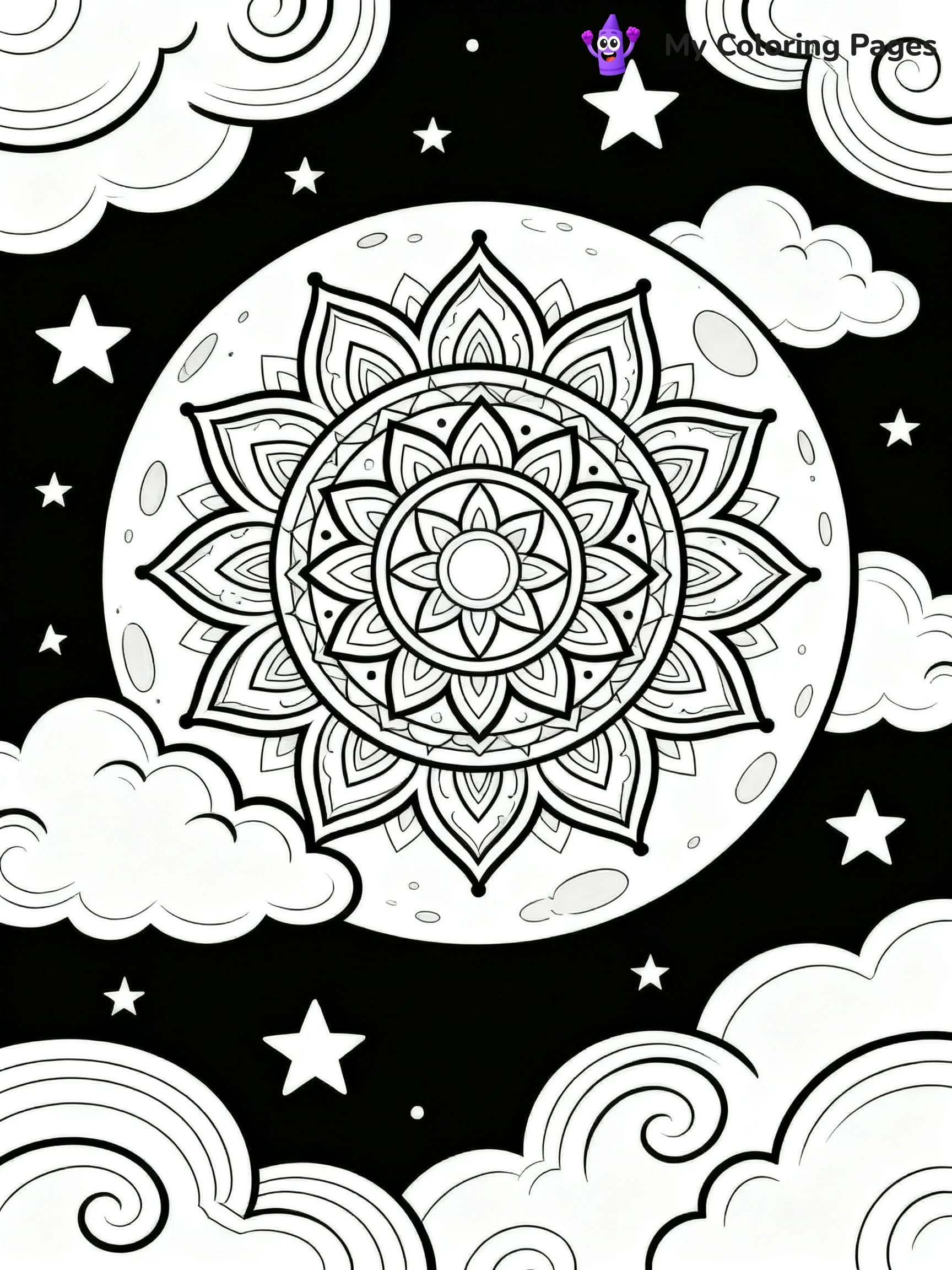 Moon Mandala Coloring Pages - 1