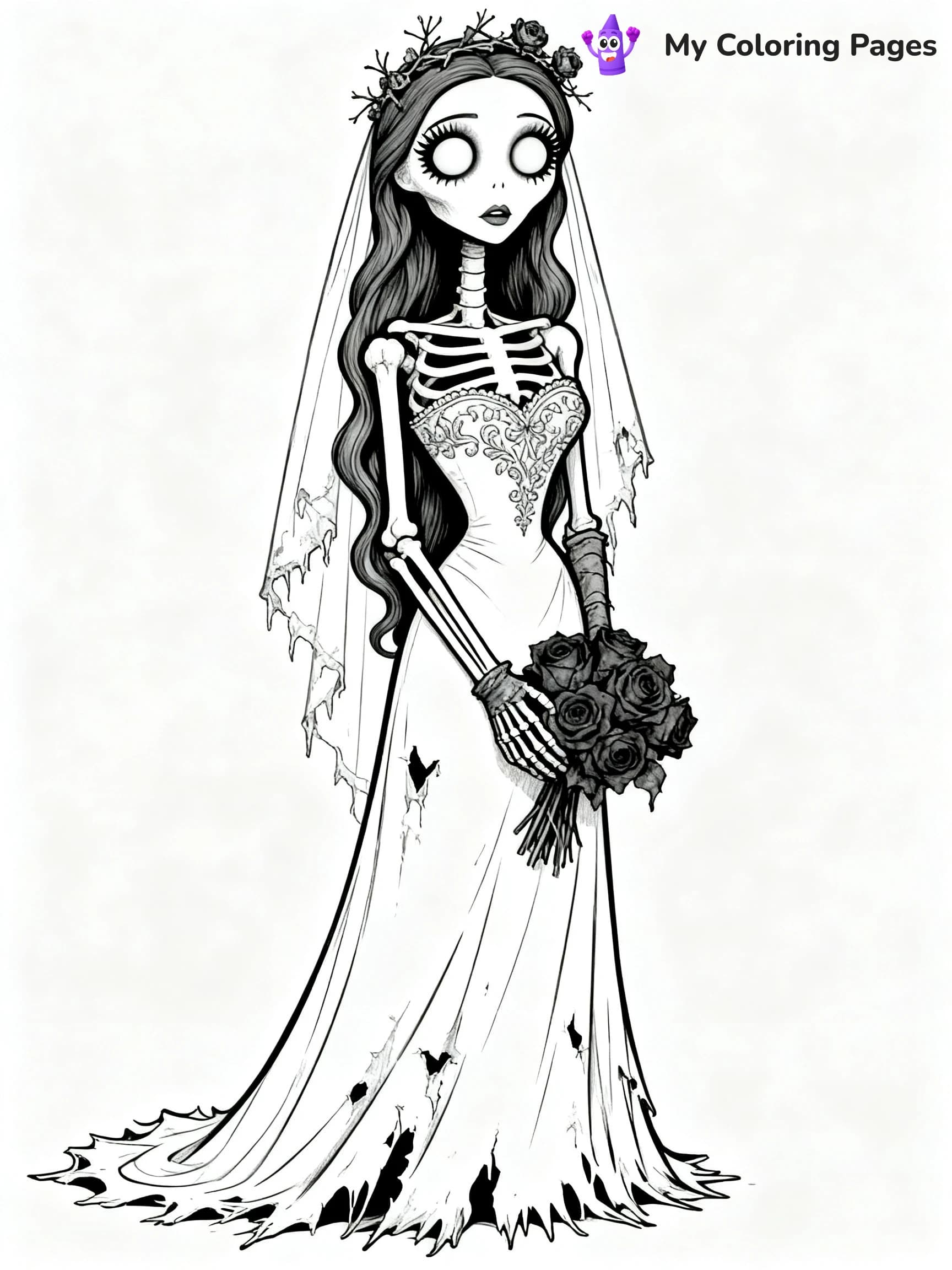 Easy Corpse Bride Coloring Pages - 17