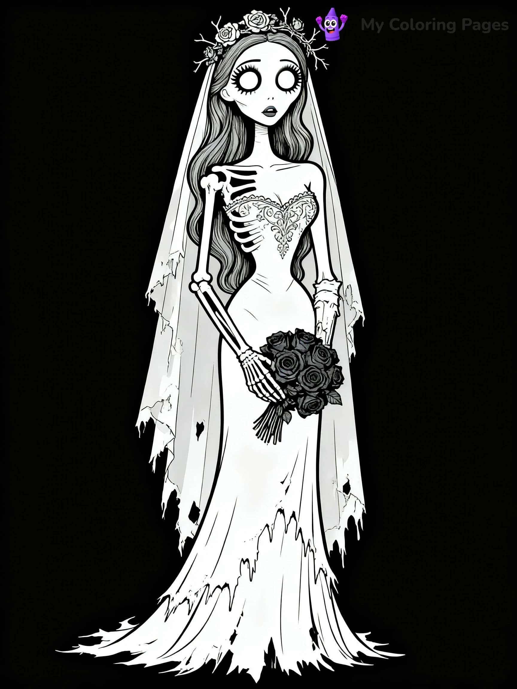 Easy Corpse Bride Coloring Pages - 15