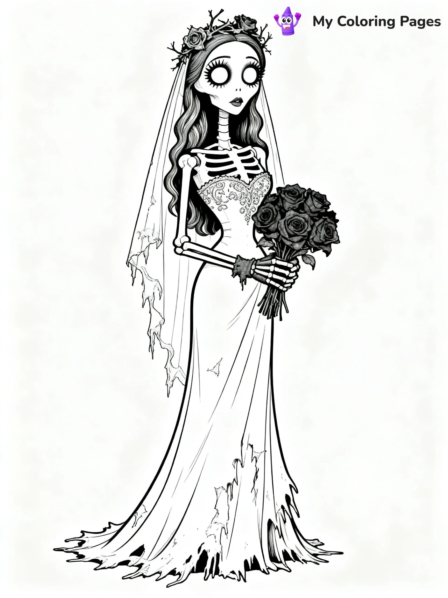 Easy Corpse Bride Coloring Pages - 13