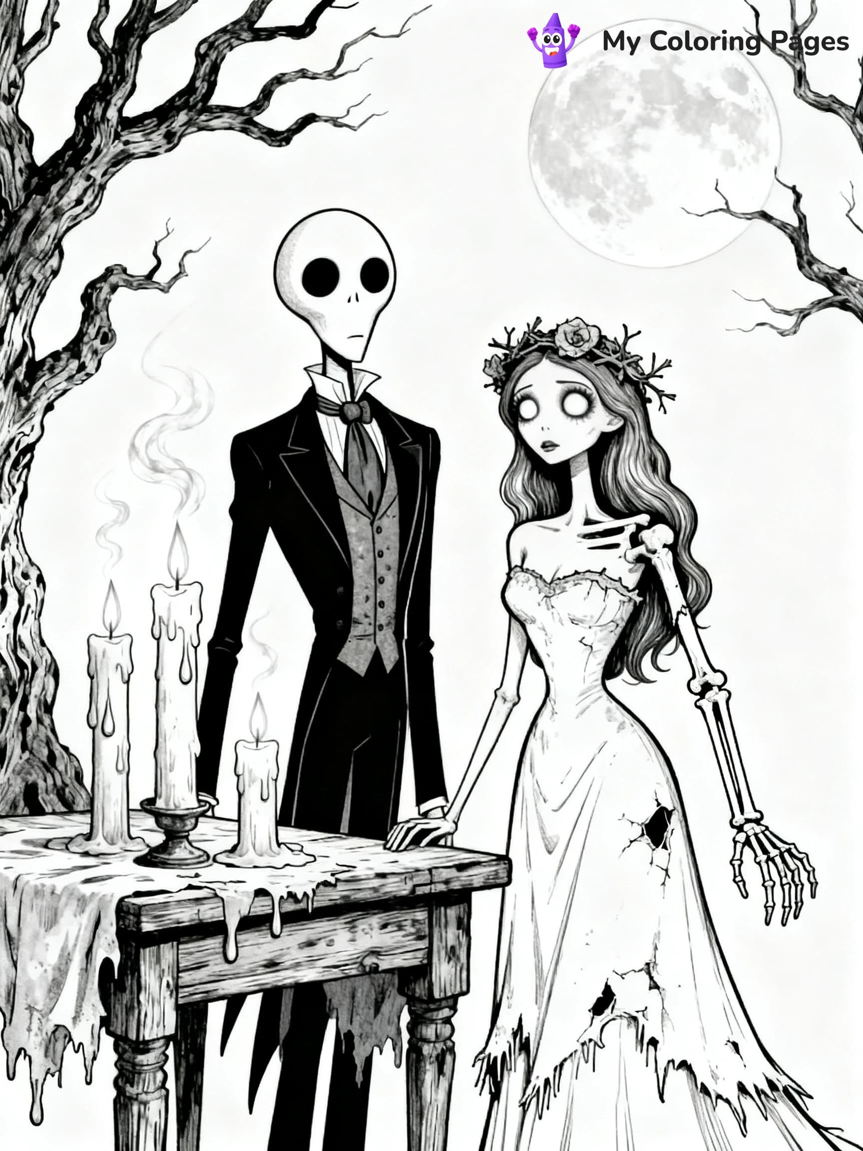 Easy Corpse Bride Coloring Pages - 12