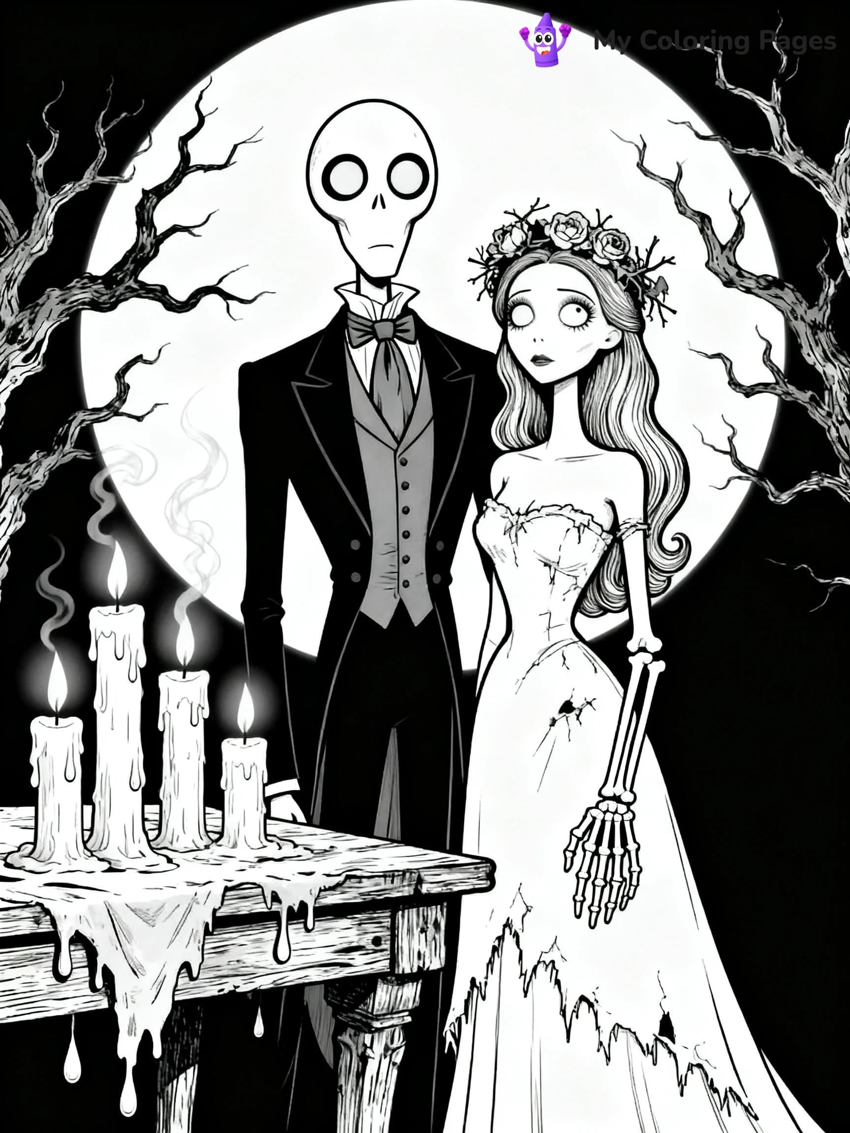 Easy Corpse Bride Coloring Pages - 11