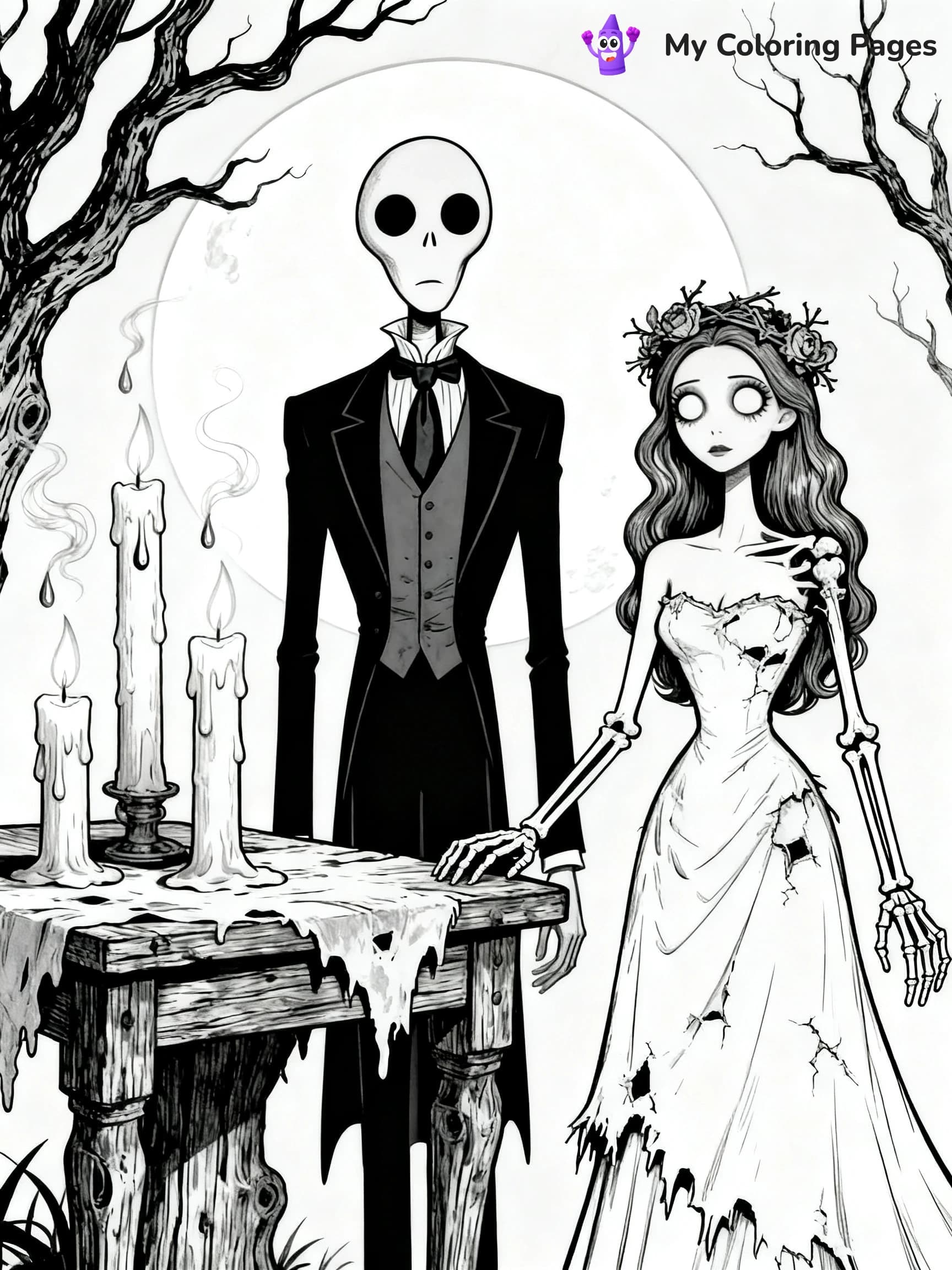 Easy Corpse Bride Coloring Pages - 10
