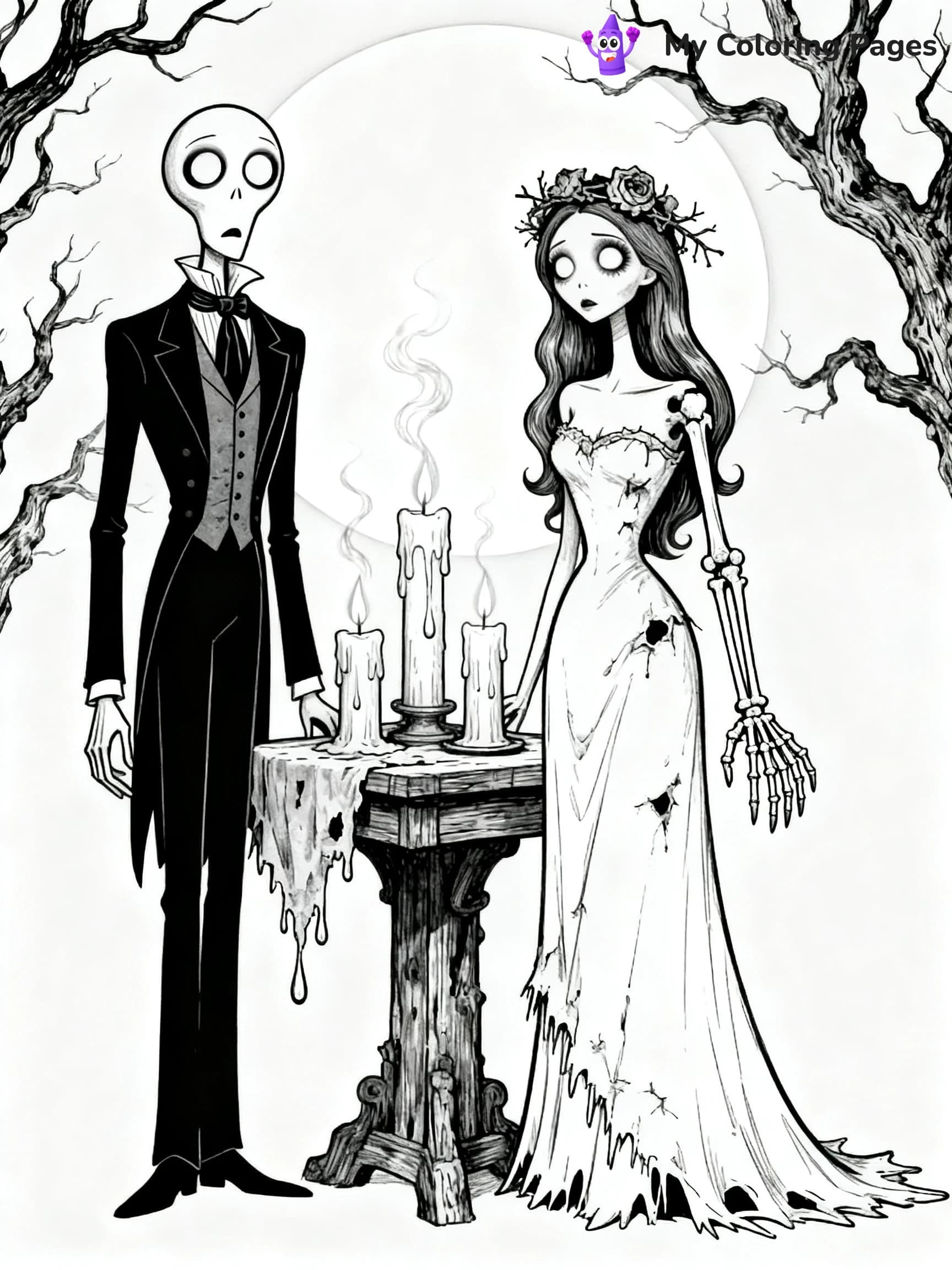 Easy Corpse Bride Coloring Pages - 9
