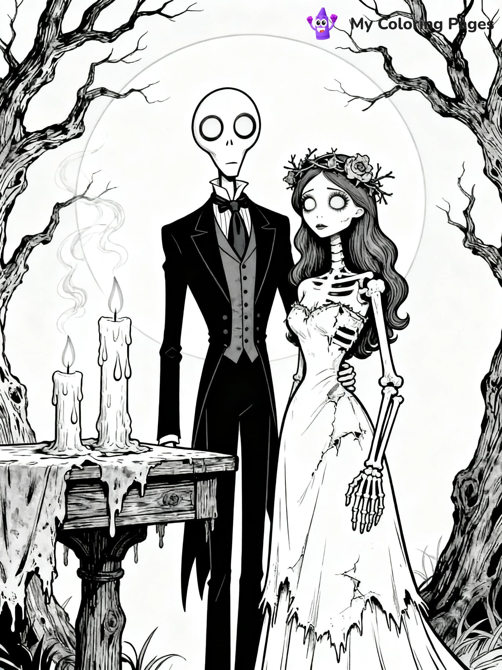 Easy Corpse Bride Coloring Pages - 8
